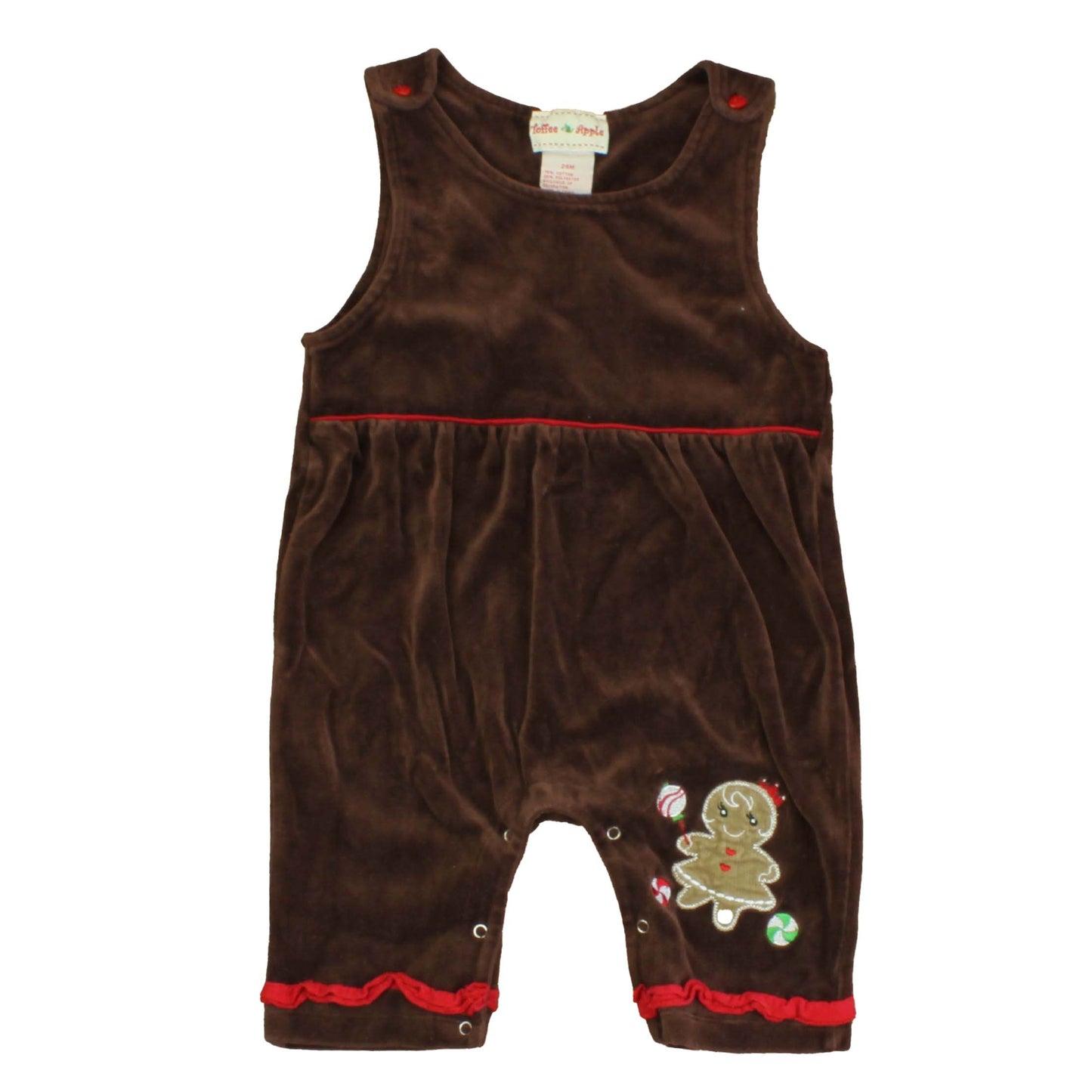 Toffee & Apple Girls Brown | Red Romper Size: 24 Months Brown | Red