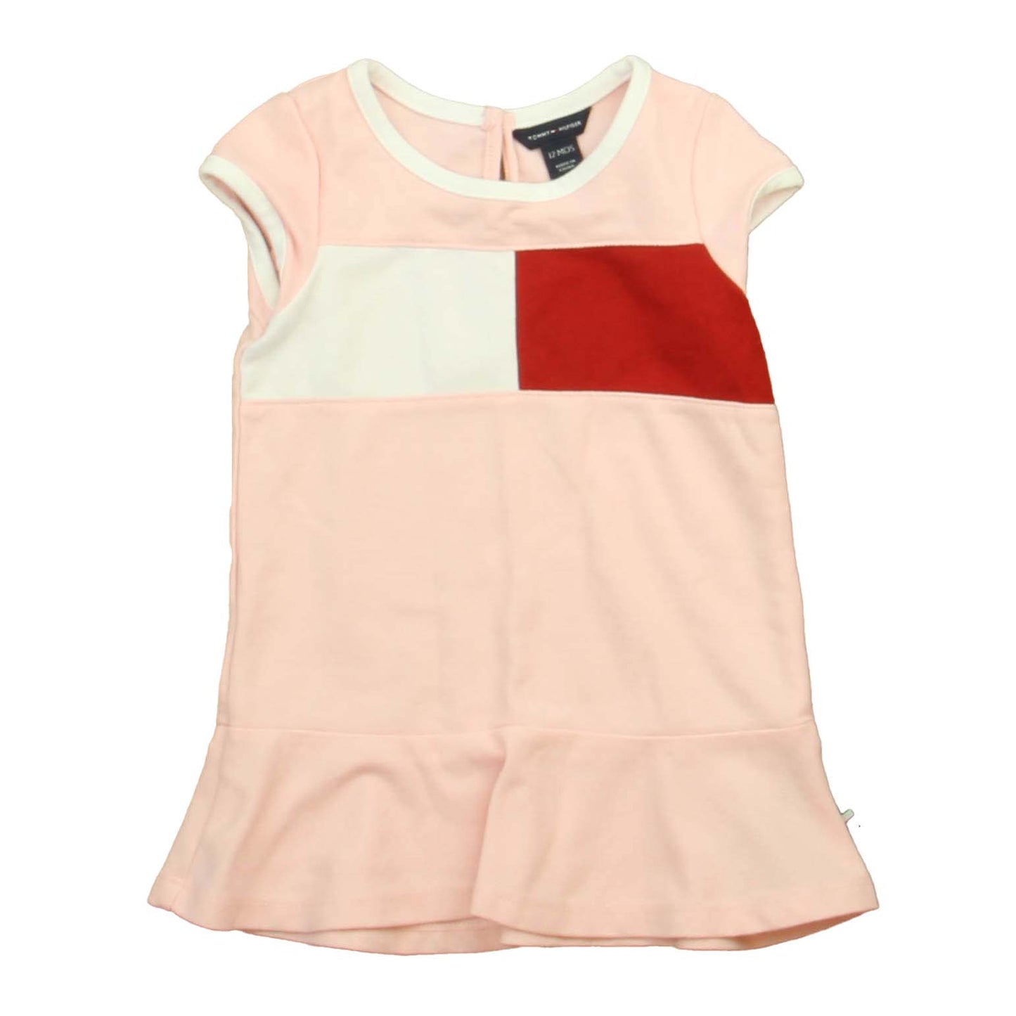Tommy Hilfiger Girls Pink | White | Red Dress Size: 12 Months Pink | White | Red