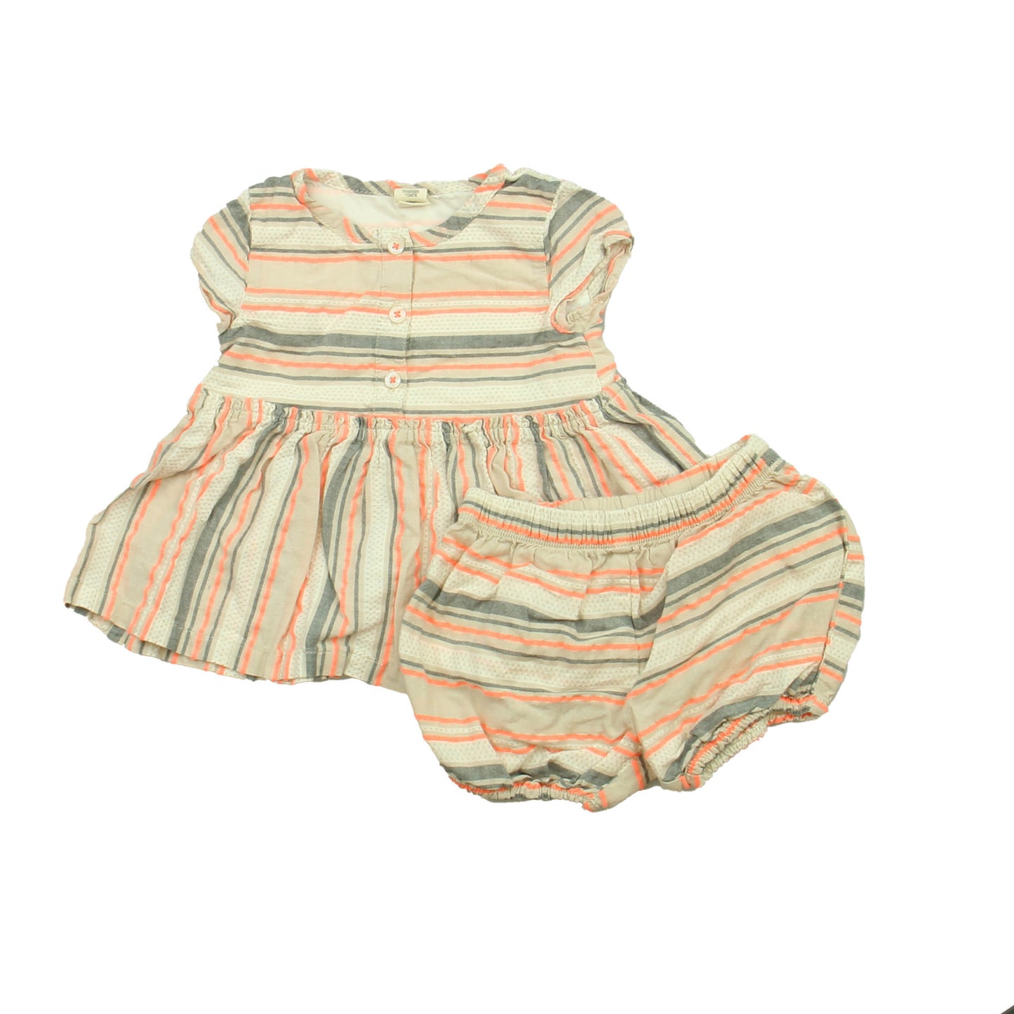 Tucker + Tate Girls Ivory | Blue | Coral Dress Size: 12 Months Ivory | Blue | Coral