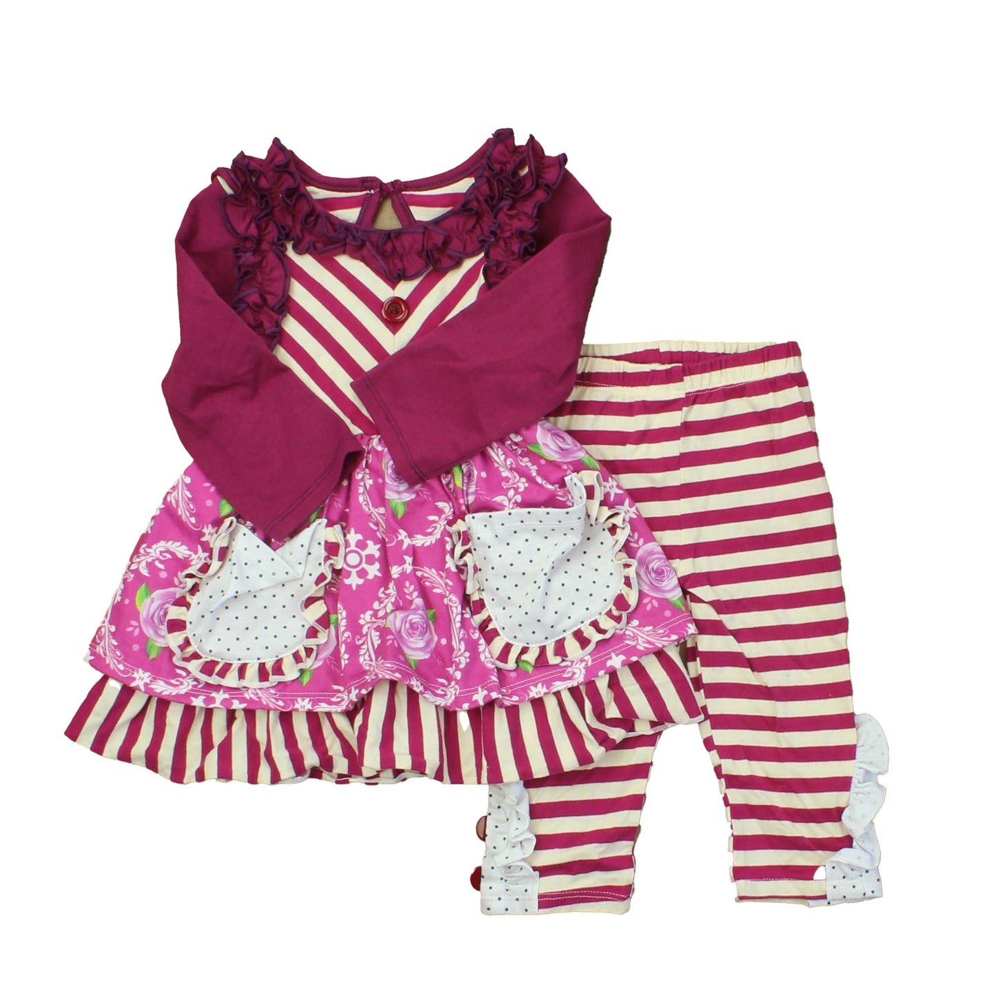 Unknown Brand Girls White | Maroon | Pink Apparel Sets Size: 3-6 Months White | Maroon | Pink