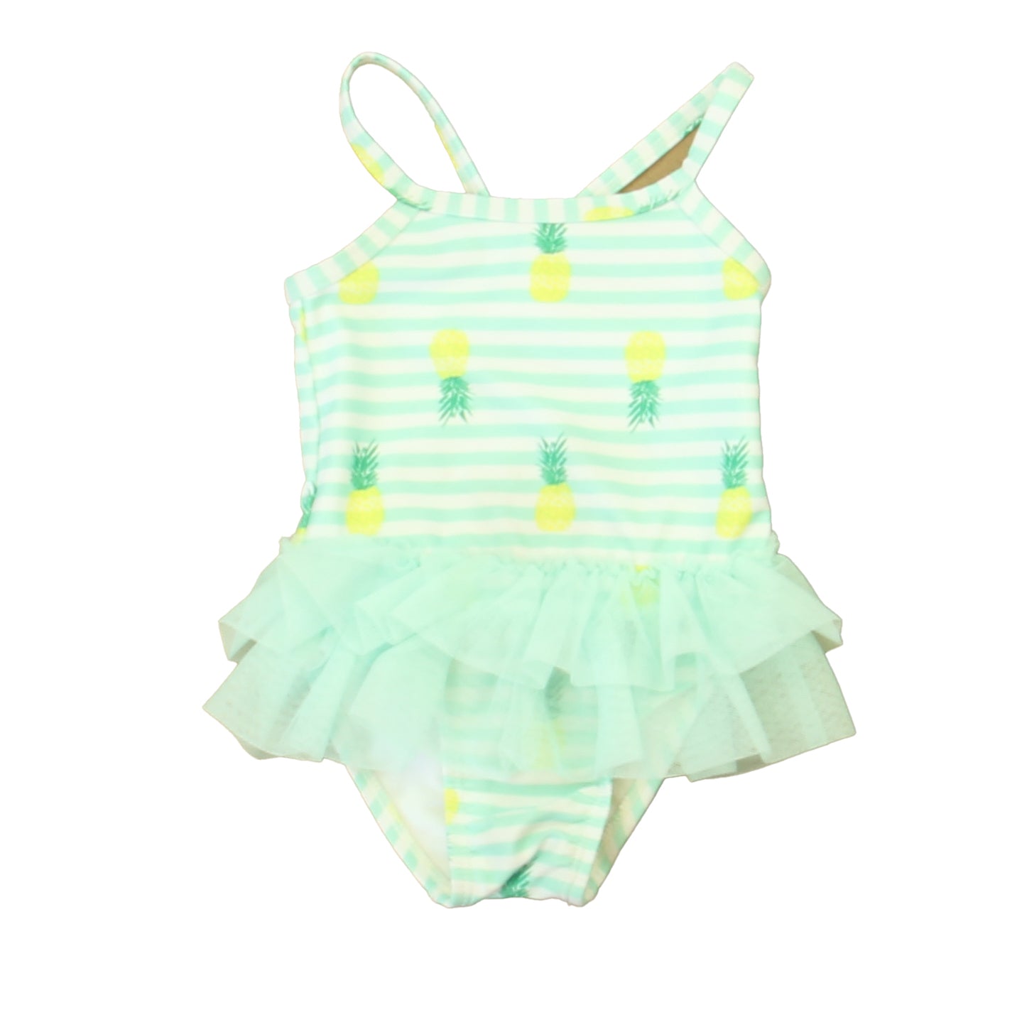 Unknown Brand Girls Aqua | White Pineapple 1-piece Swimsuit Size: 3-6 Months Aqua | White Pineapple