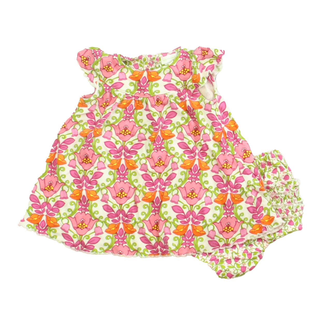 Vera Bradley Baby Girls White | Pink Floral Dress Size: 6-9 Months White | Pink Floral