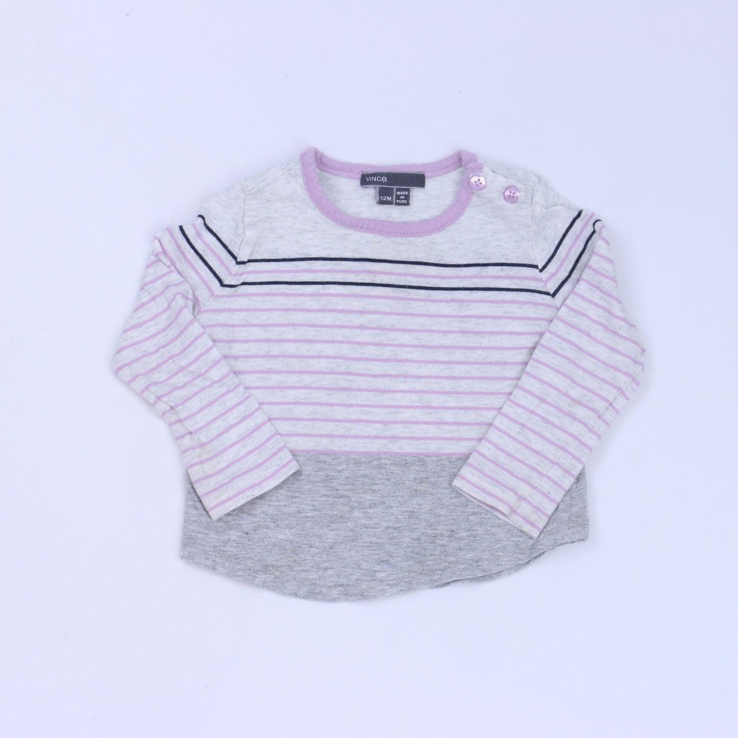Vince. Girls Gray | Purple Long Sleeve T-Shirt Size: 12 Months Gray | Purple
