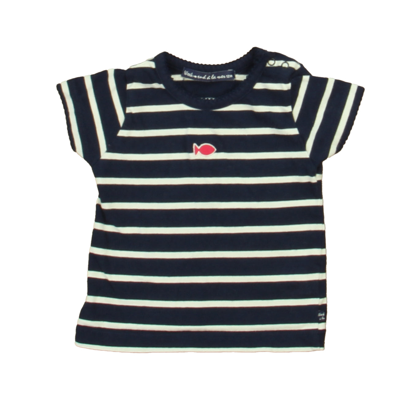 Weekend a la Mer Girls Navy | White | Pink Fish T-Shirt Size: 12 Months Navy | White | Pink Fish