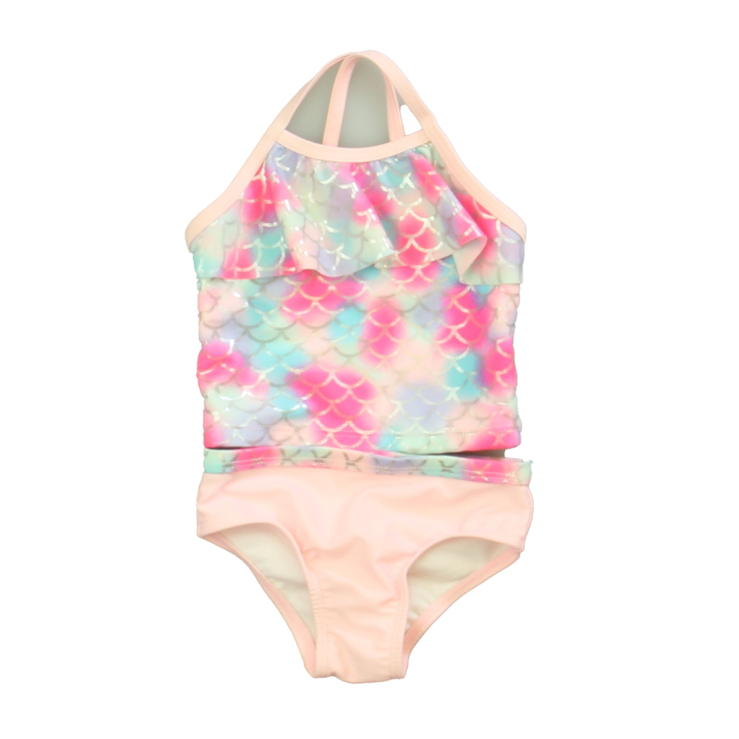Wonder Nation Girls Pink| Aqua | Purple 2-piece Swimsuit Size: 12 Months Pink| Aqua | Purple