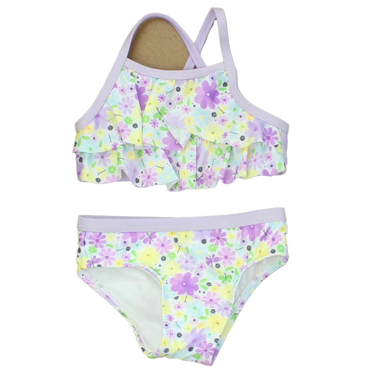 Wonder Nation Girls Purple | Flowers 2-piece Swimsuit Size: 18 Months