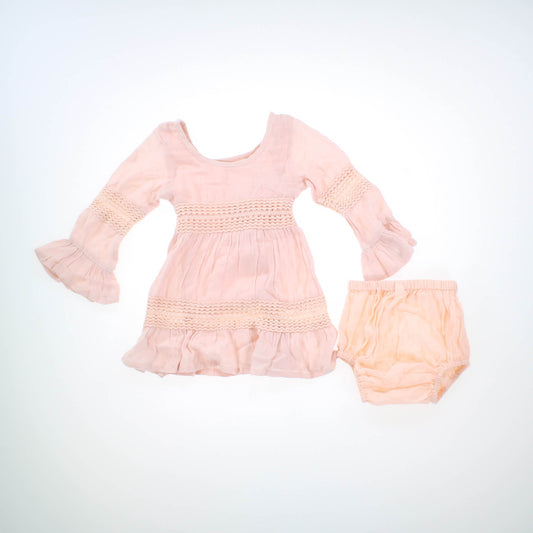 Yo Baby Girls Pink Crochet Special Occasion Dress Size: 3-6 Months Pink Crochet