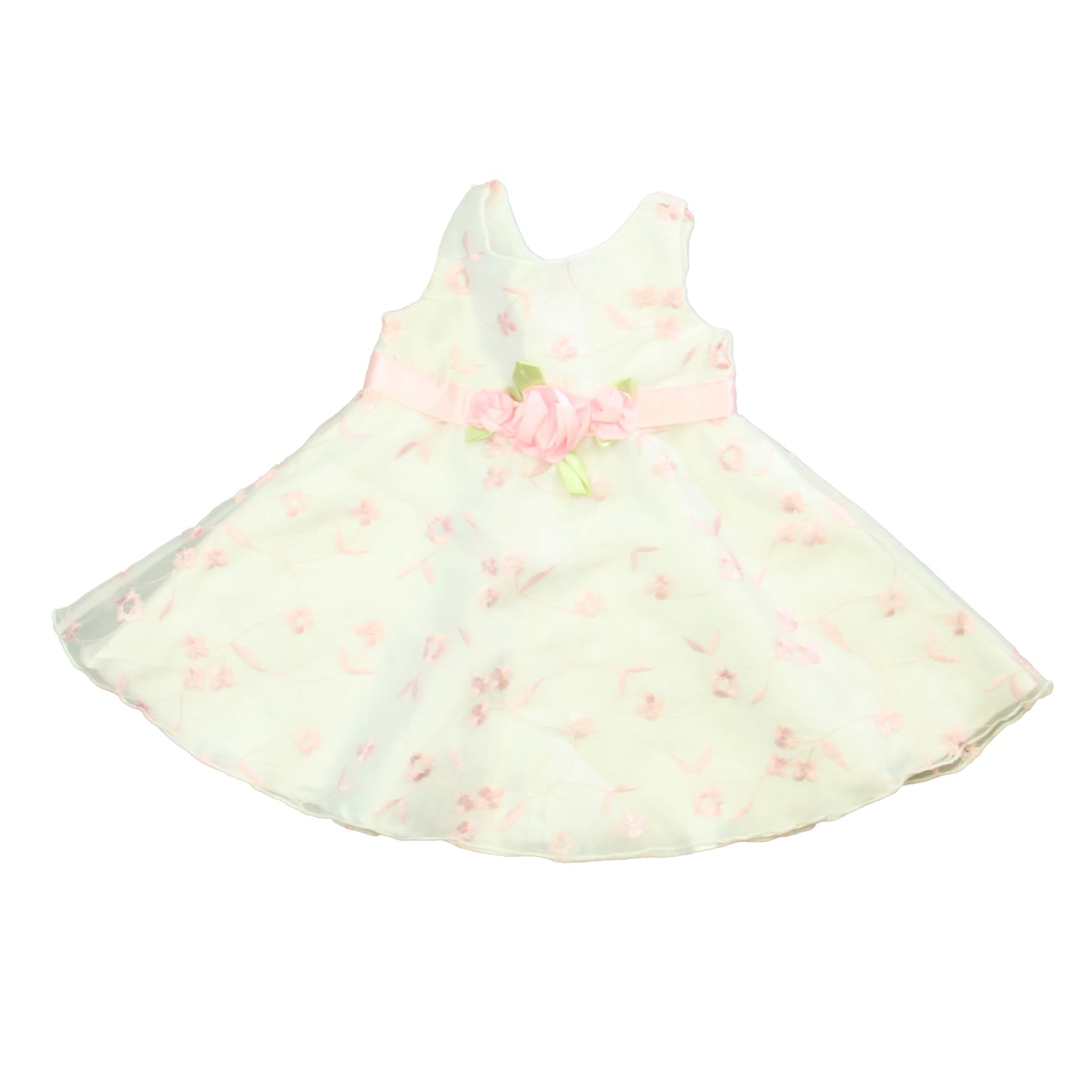Youngland Girls White | Pink Special Occasion Dress Size: 12 Months White | Pink