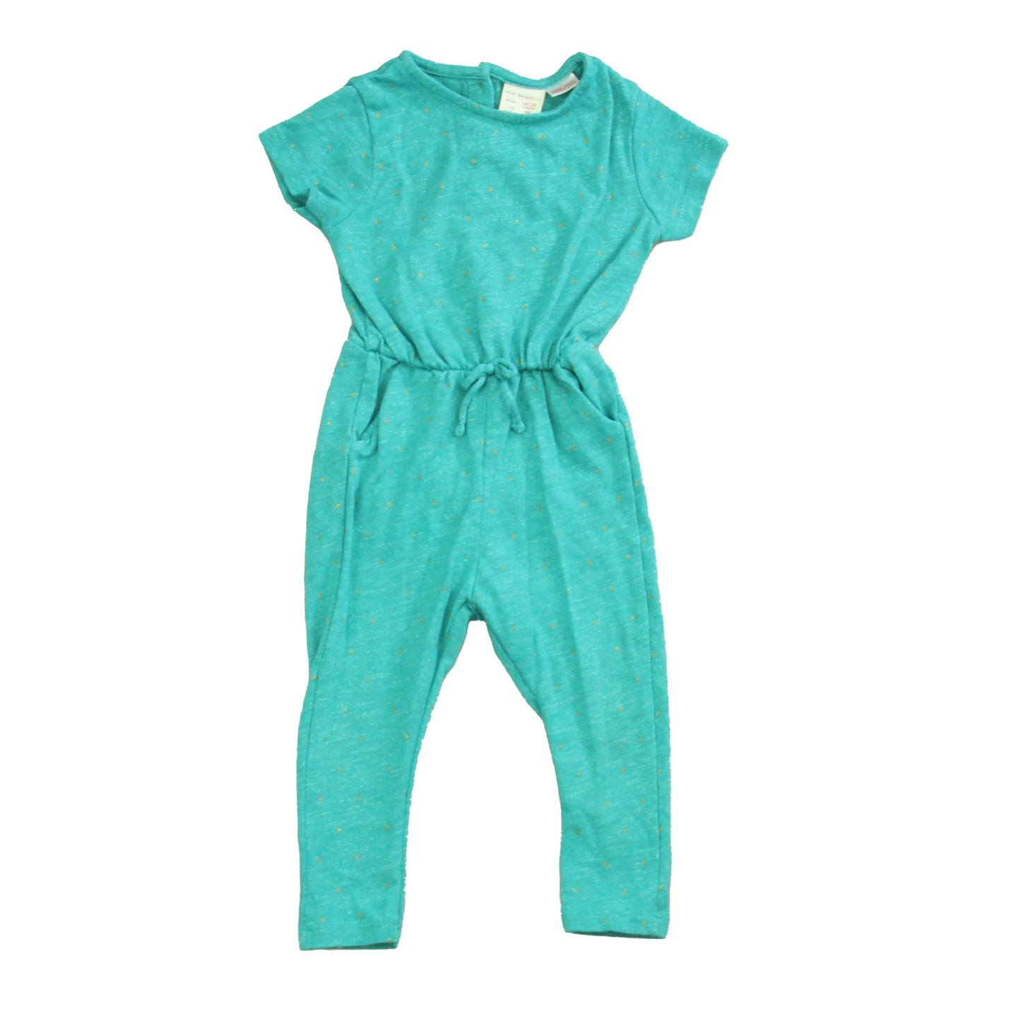 Zara Girls Teal | Gold Romper Size: 12-18 Months Teal | Gold