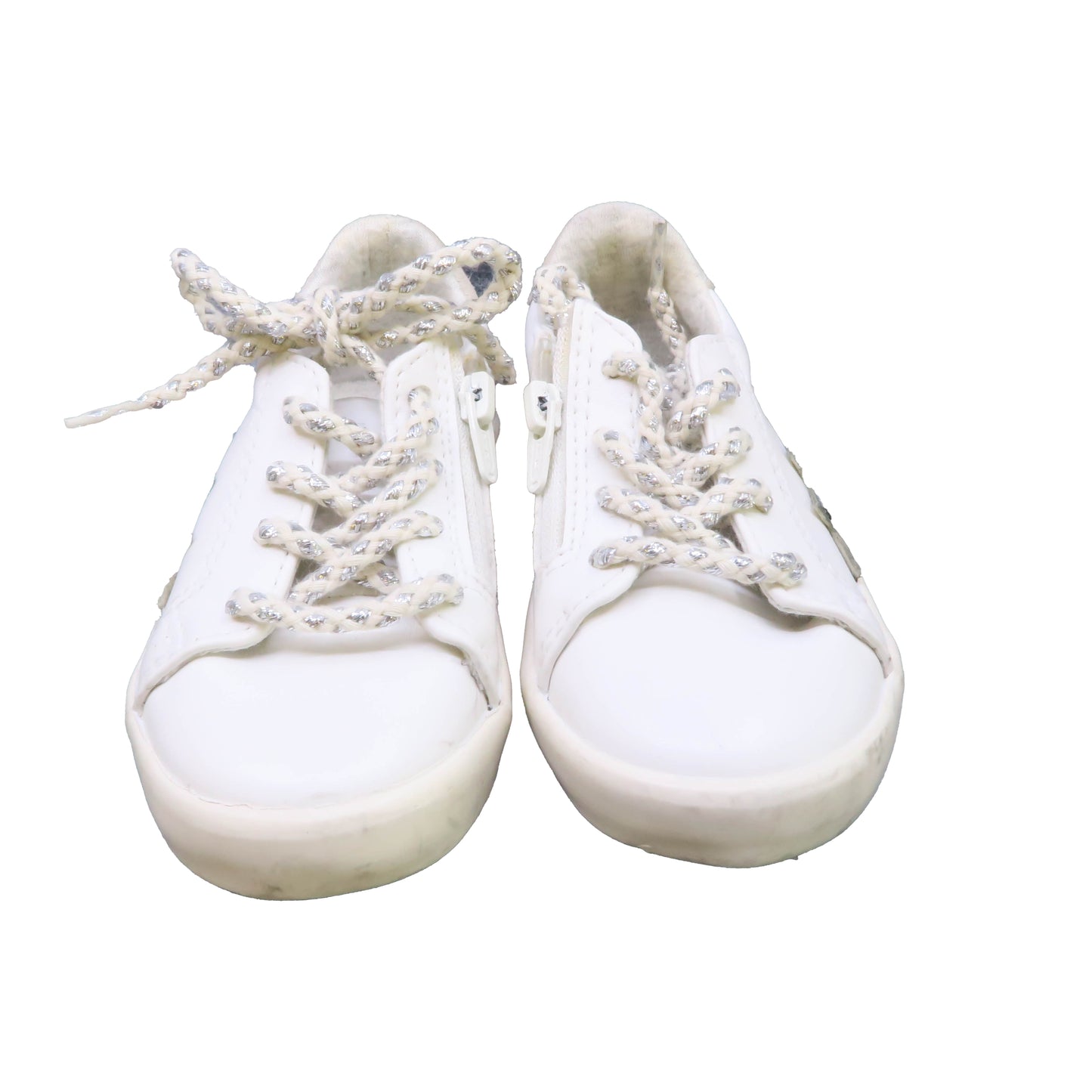 Zara Girls White | Silver Sneakers Size: 4 Infant White | Silver