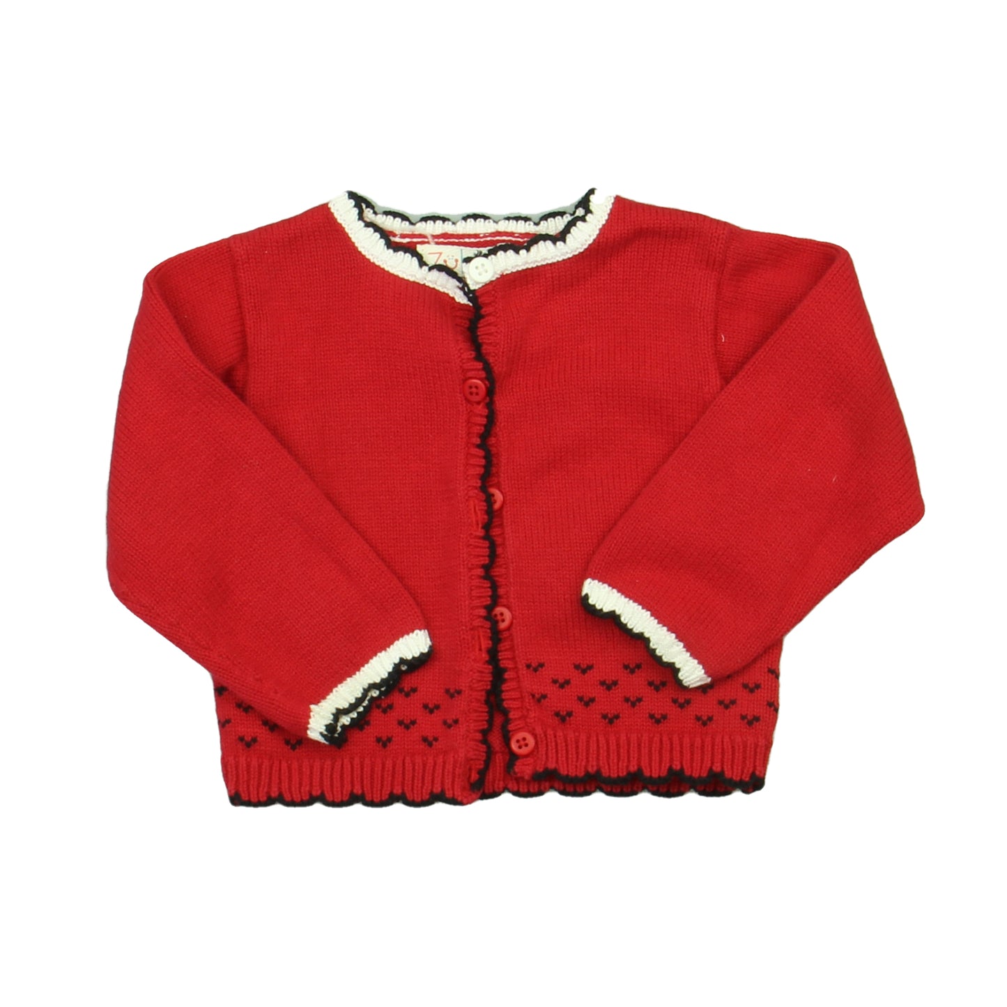 Zubels Girls Red | Black Cardigan Size: 12 Months Red | Black