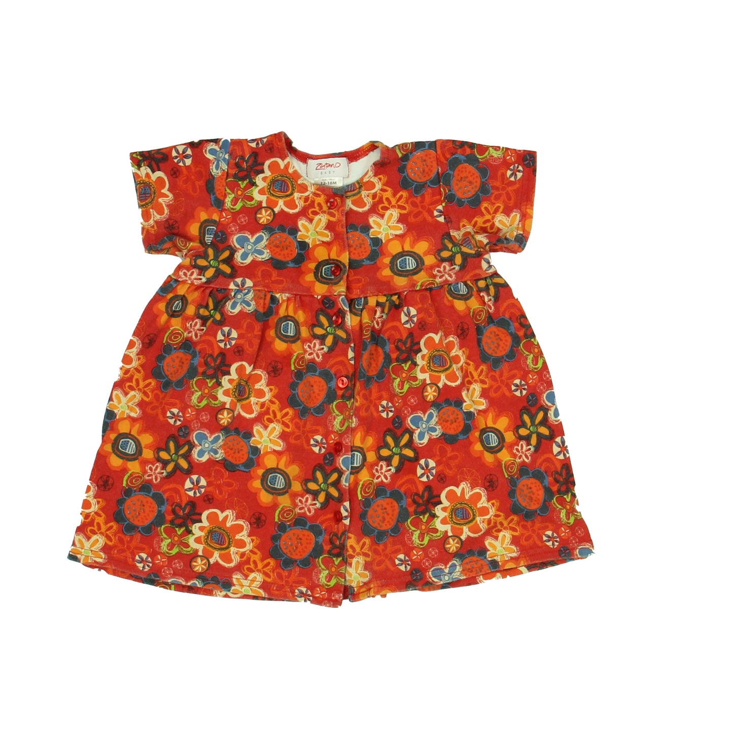 Zutano Girls Red | Flowers Dress Size: 12 - 18 Months Red | Flowers