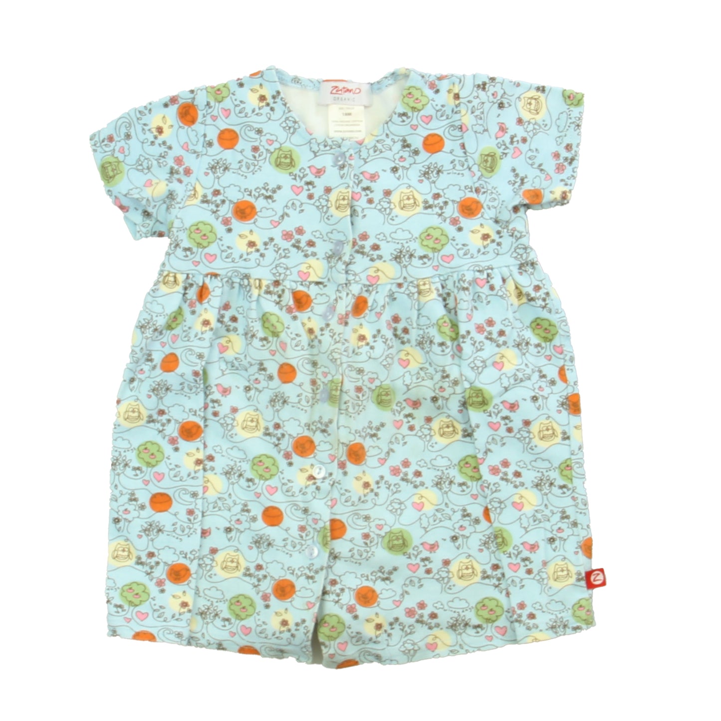 Zutano Girls Blue | Orange Floral Dress Size: 18 Months Blue | Orange Floral