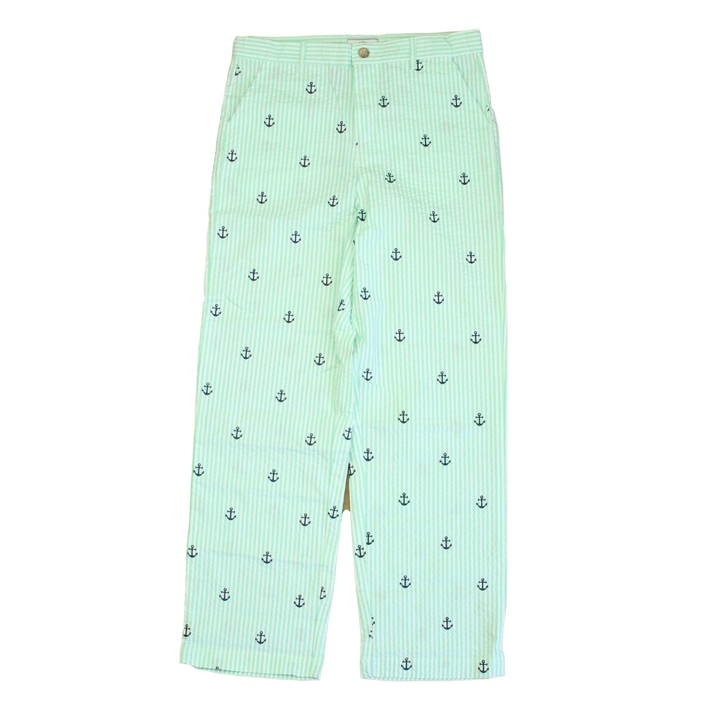 Classic Prep Boys Anchors on Green Stripe Pants Size: 6-14 Years Anchors on Green Stripe