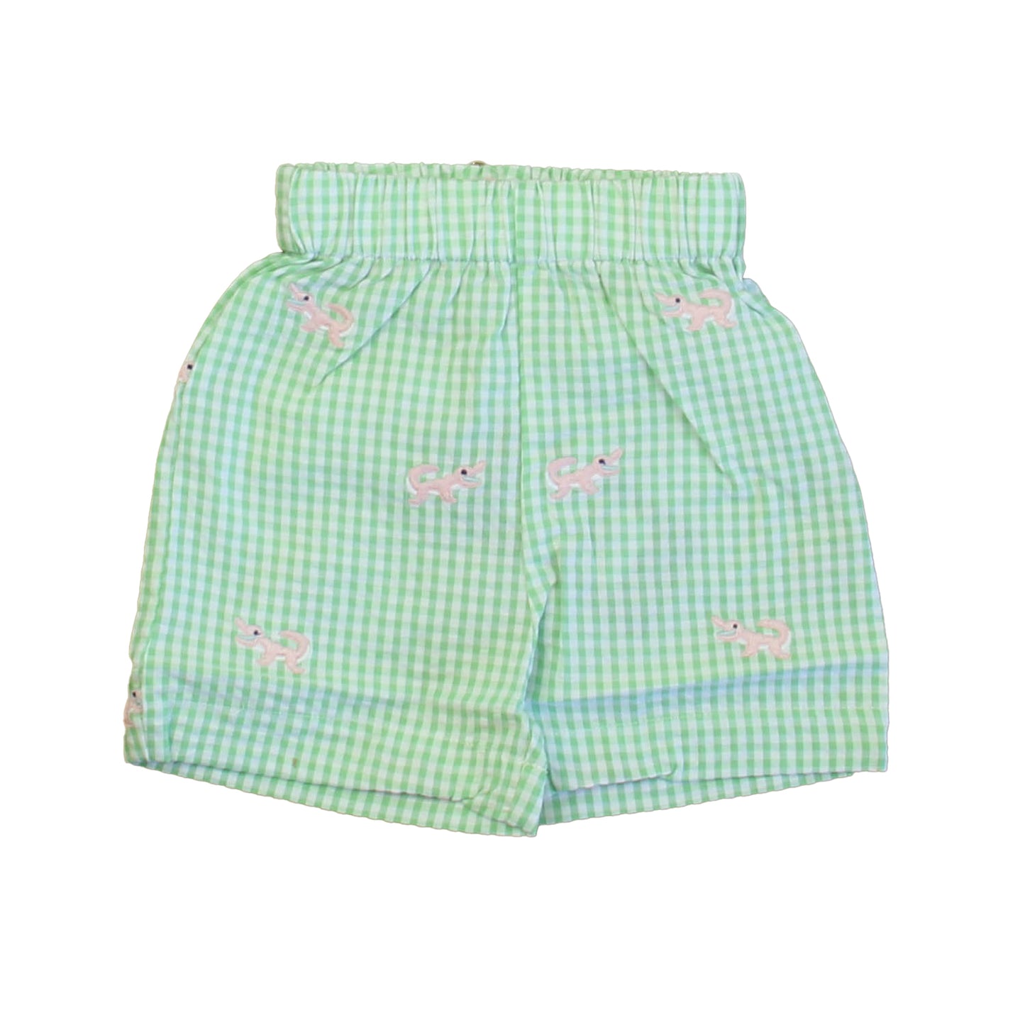 Classic Prep Boys Apple Green Gingham with Alligators Shorts Size: 9-12 Months Apple Green Gingham with Alligators