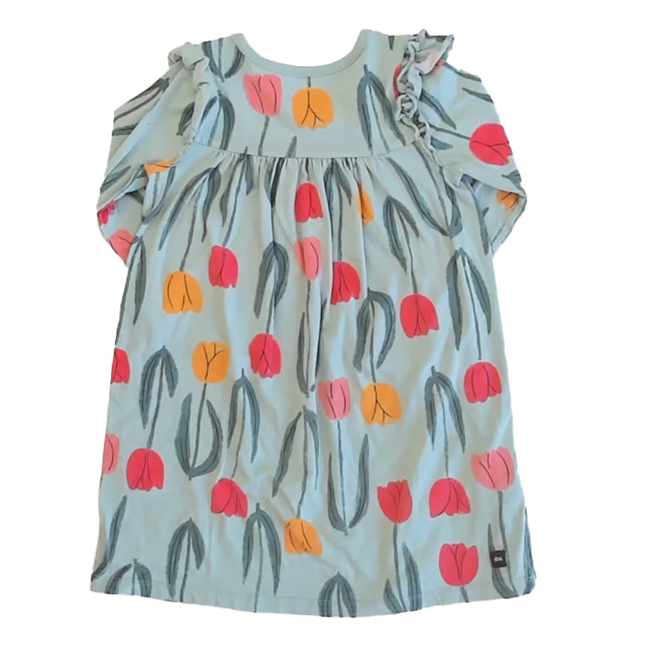 Tea Collection Girls Aqua Floral Dress Size: 4T Aqua Floral