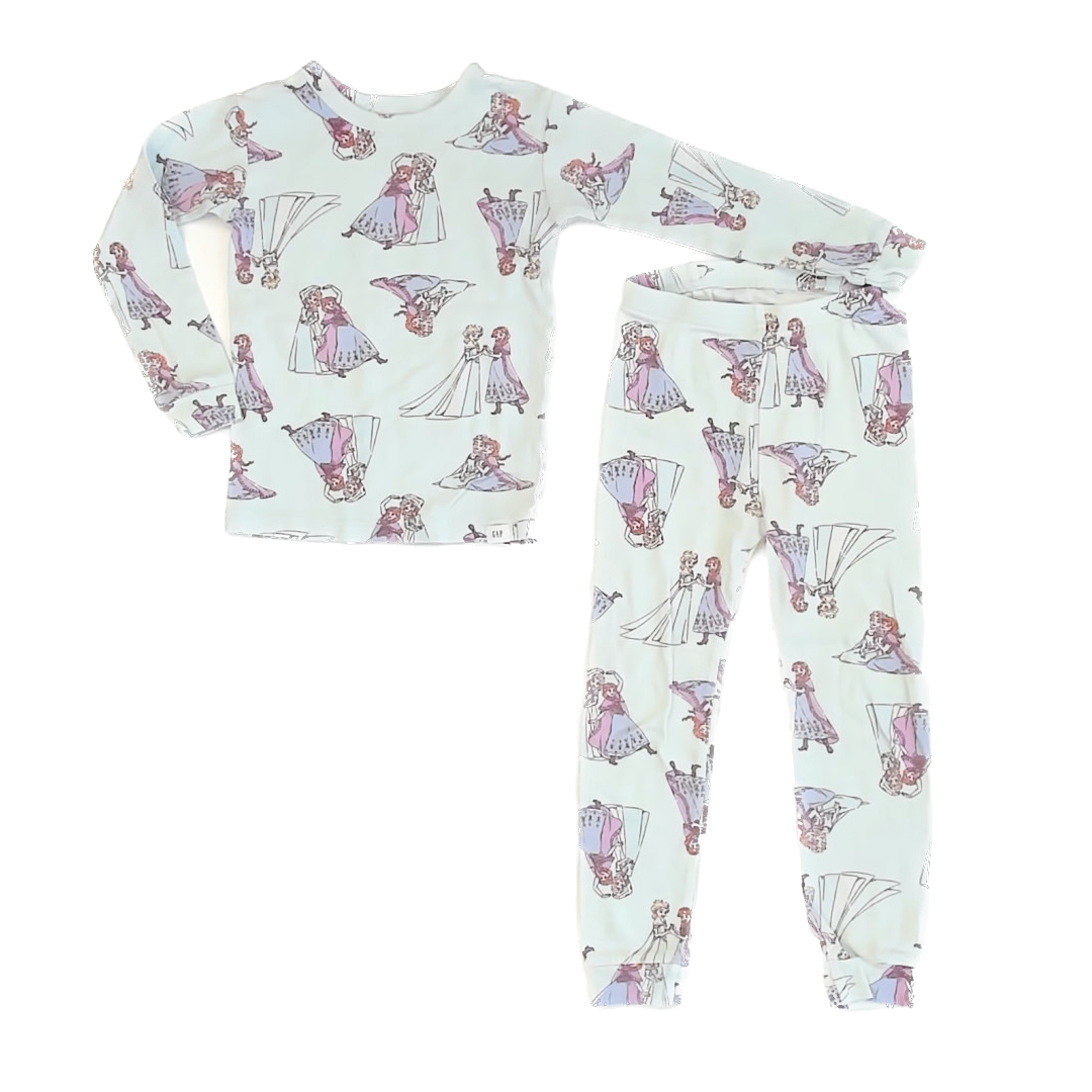 Gap x Disney Girls Aqua Frozen 2-piece Pajamas Size: 5T Aqua Frozen