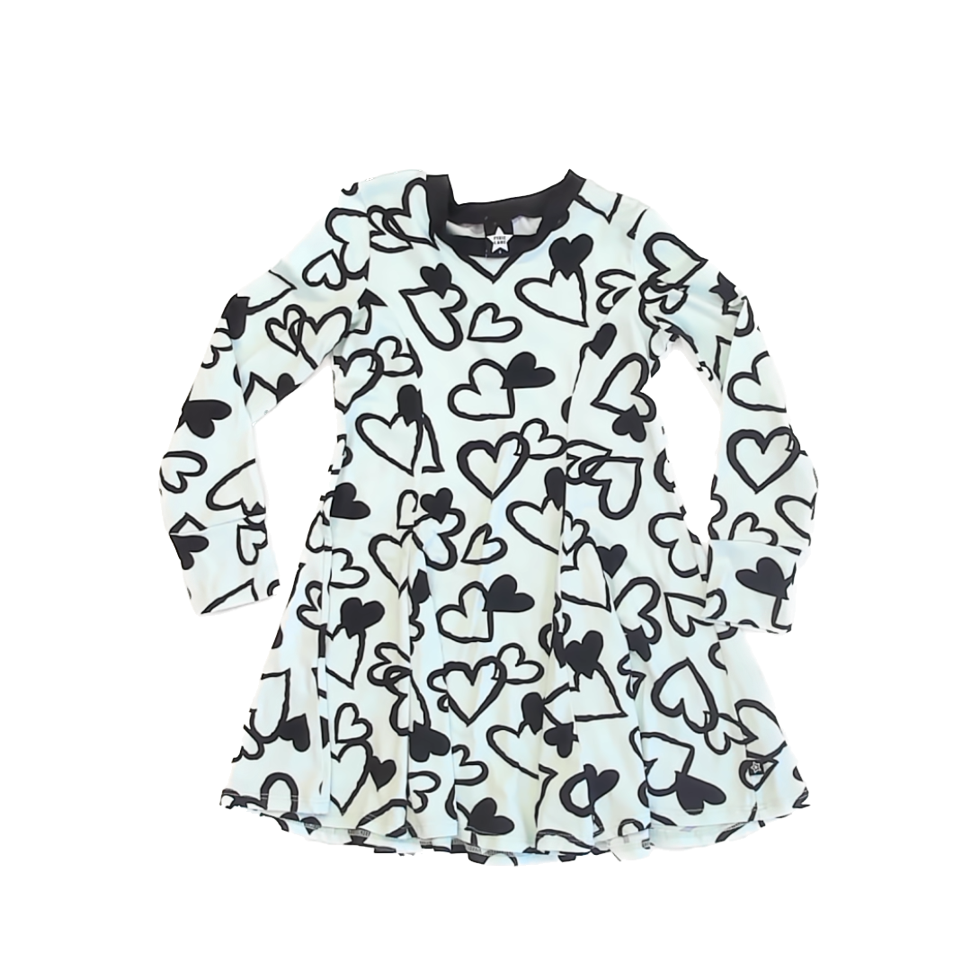 Pixie Lane Girls Aqua Hearts Dress Size: 6 Years Aqua Hearts