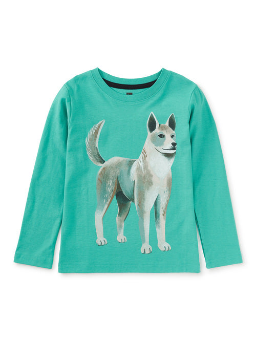 Tea Collection Boys Aqua Korean Jindo Long Sleeve T-Shirt Size: 5T Aqua Korean Jindo