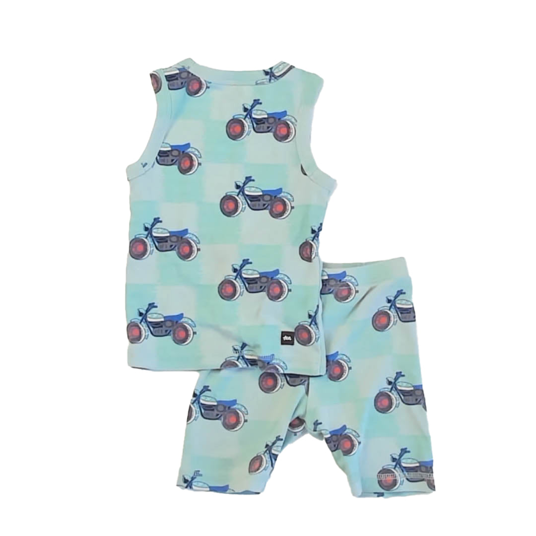 Tea Collection Boys Aqua Motorcycle 2-piece Pajamas Size: 3T Aqua Motorcycle