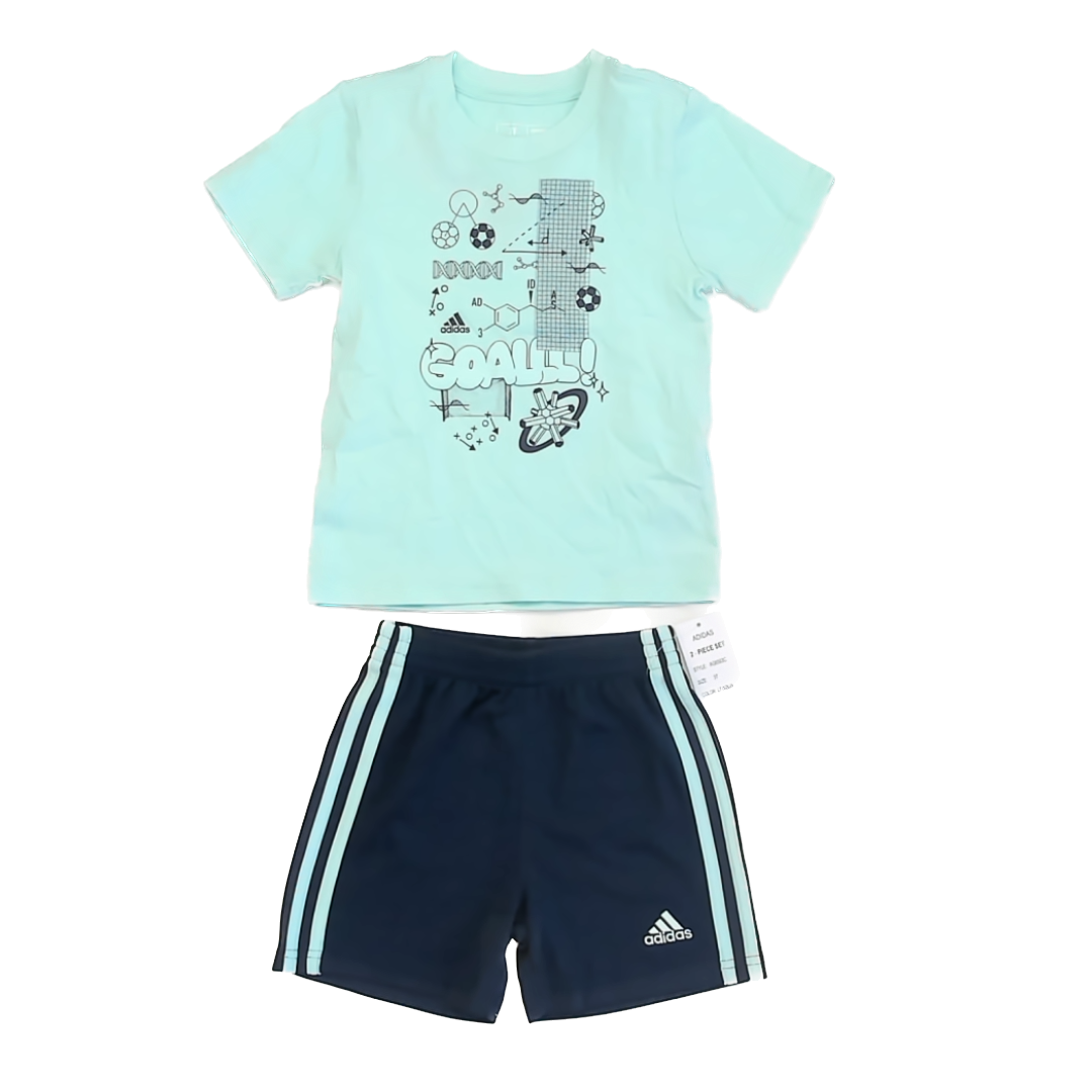 Adidas Boys Aqua | Navy Apparel Sets Size: 3T Aqua | Navy