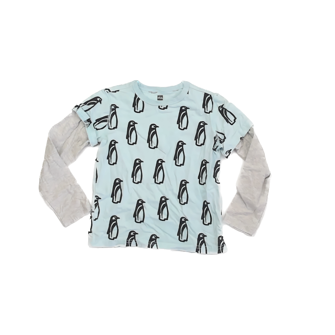 Tea Collection Boys Aqua Penguin Long Sleeve T-Shirt Size: 6 Years Aqua Penguin