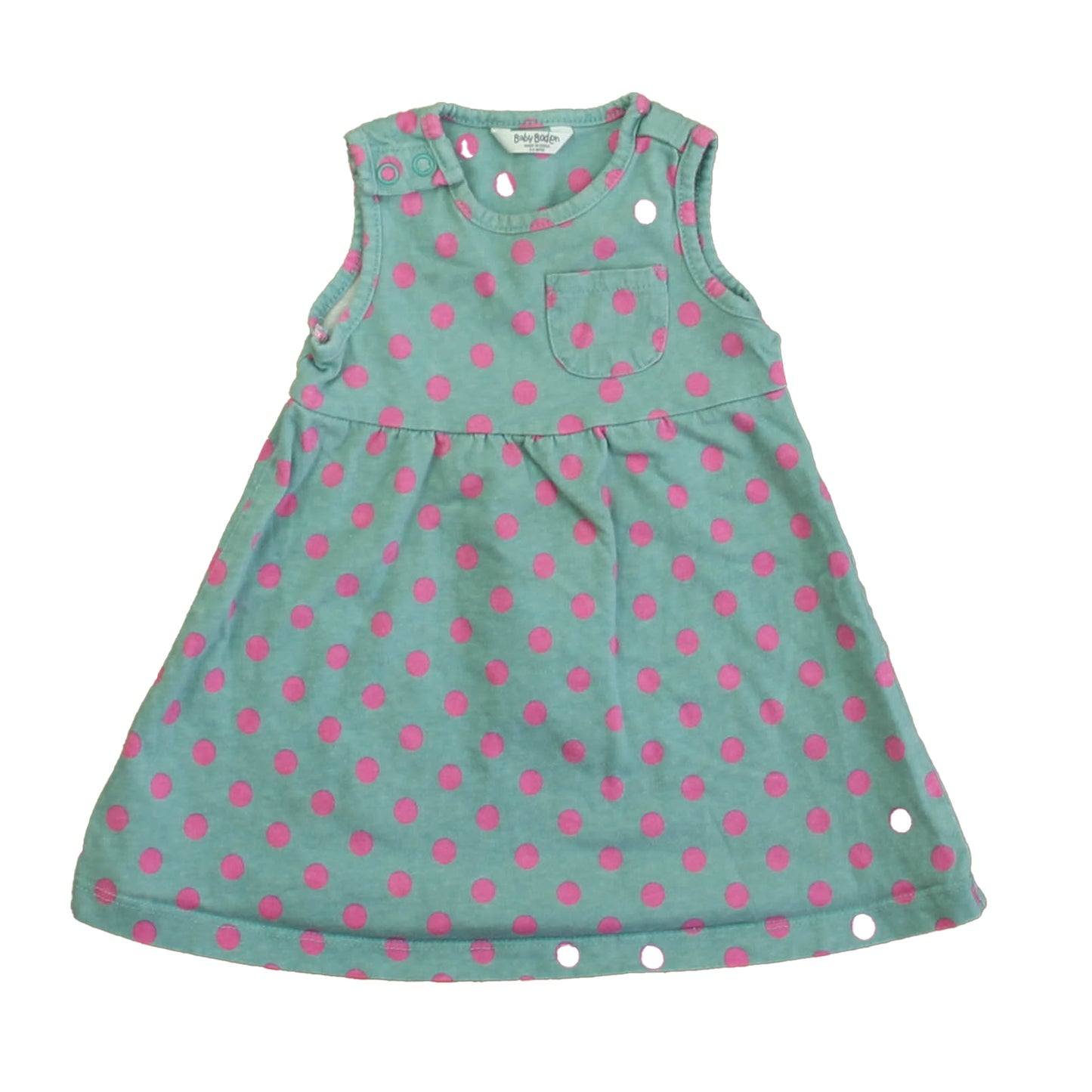 Boden Girls Aqua | Pink Polka Dots Dress Size: 3-6 Months Aqua | Pink Polka Dots