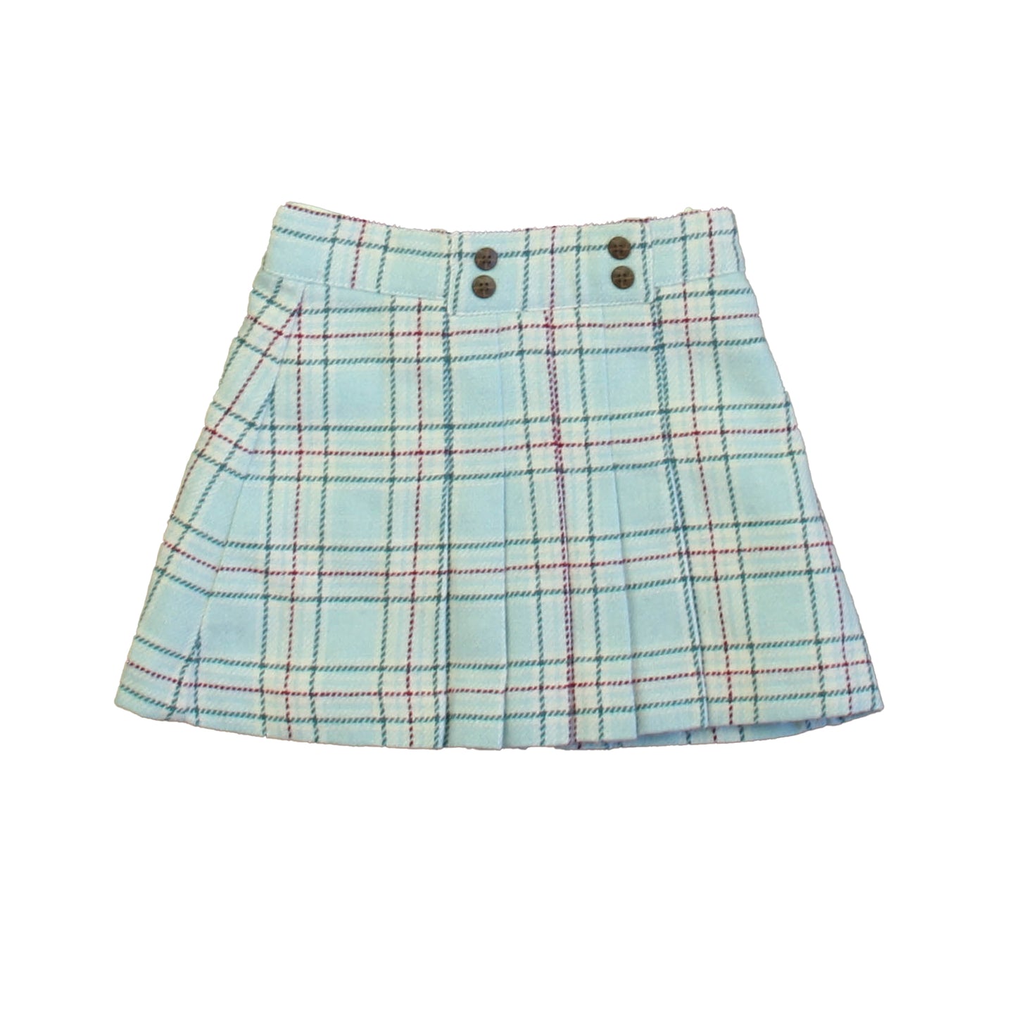 Janie and Jack Girls Aqua | Red Plaid Skirt Size: 2T Aqua | Red Plaid