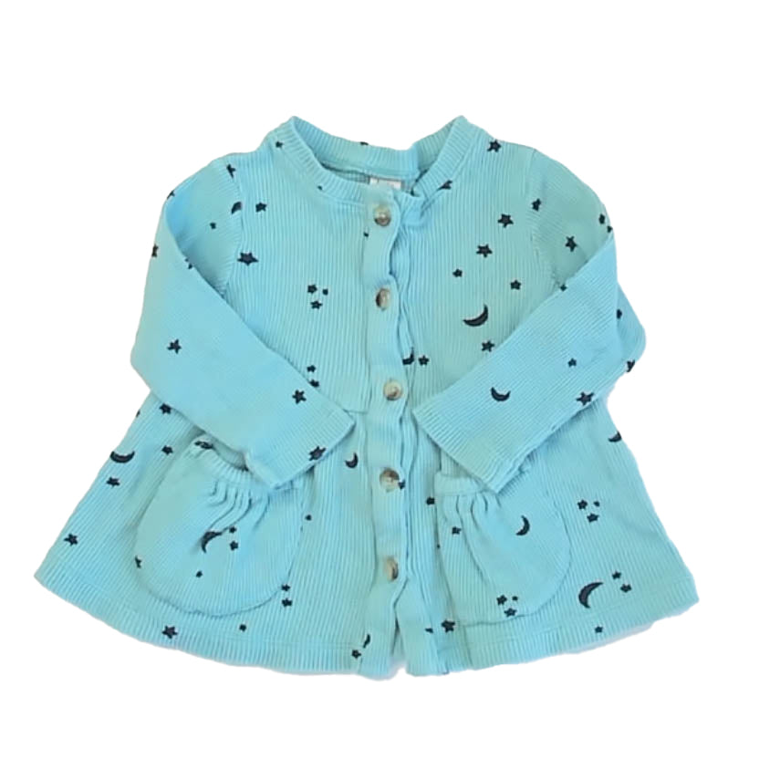 Kate Quinn Girls Aqua Stars and Moons Dress Size: 18-24 Months Aqua Stars and Moons
