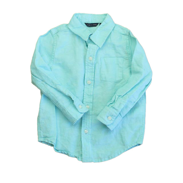 Janie and Jack Boys Aqua Button Down Long Sleeve Size: 18-24 Months Aqua