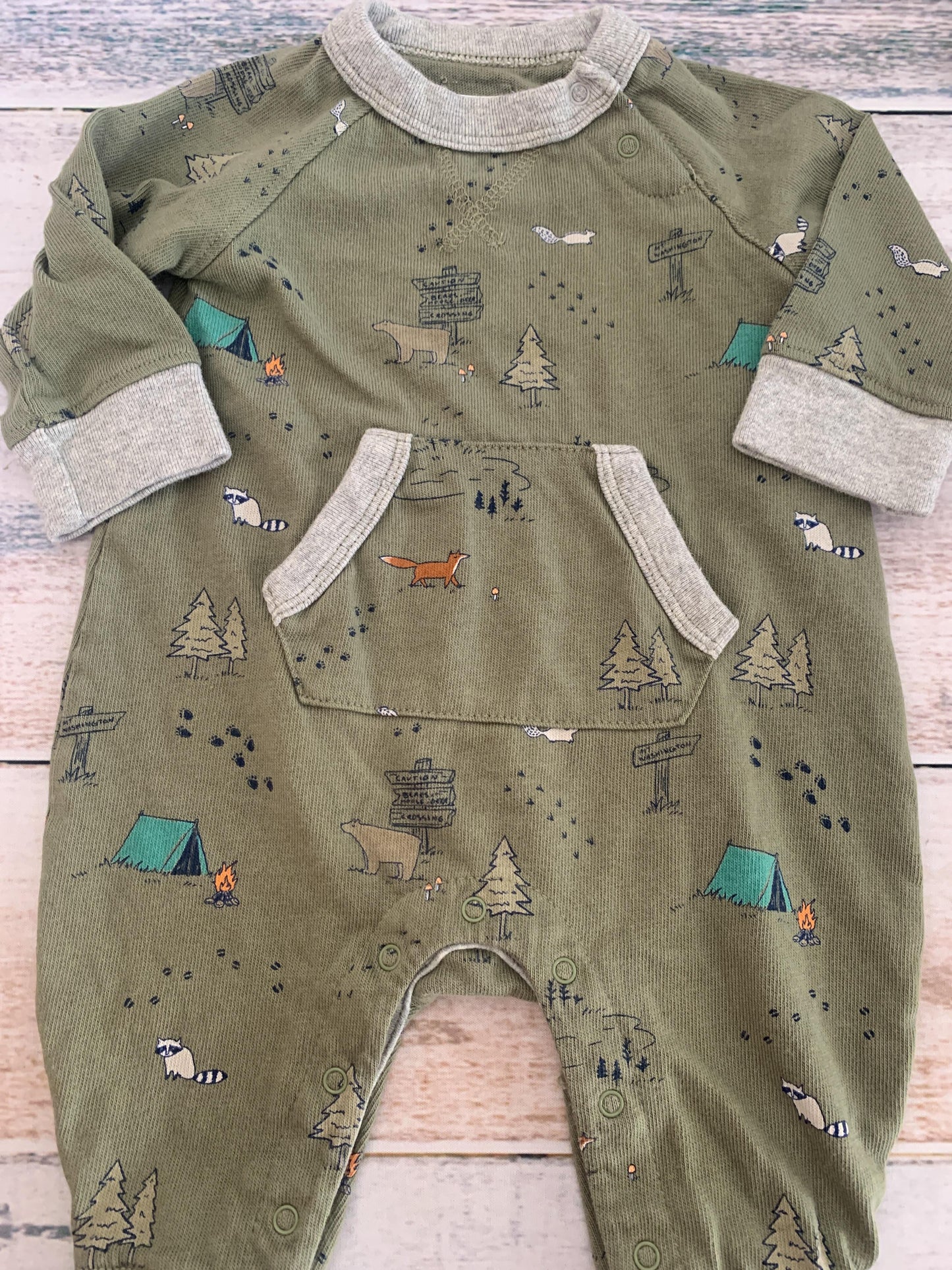 Gap Boys Army Green | animals Long Sleeve Outfit Size: 3-6 months Army Green | animals