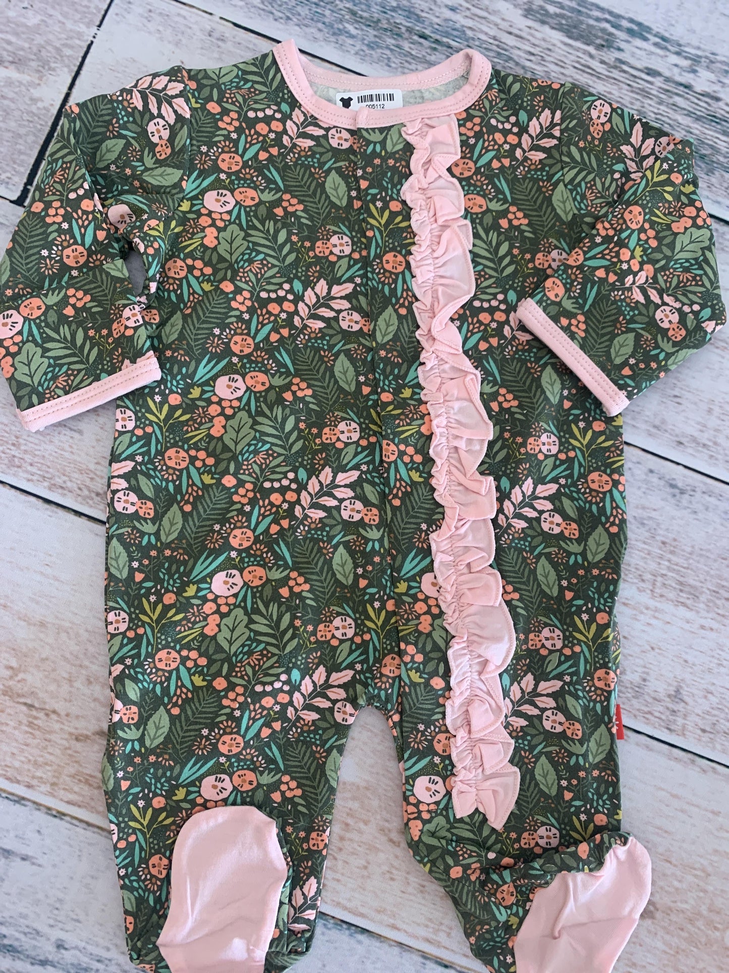 Magnetic Me Girls Army Green | Pink floral Pajamas Size: Newborn Army Green | Pink floral