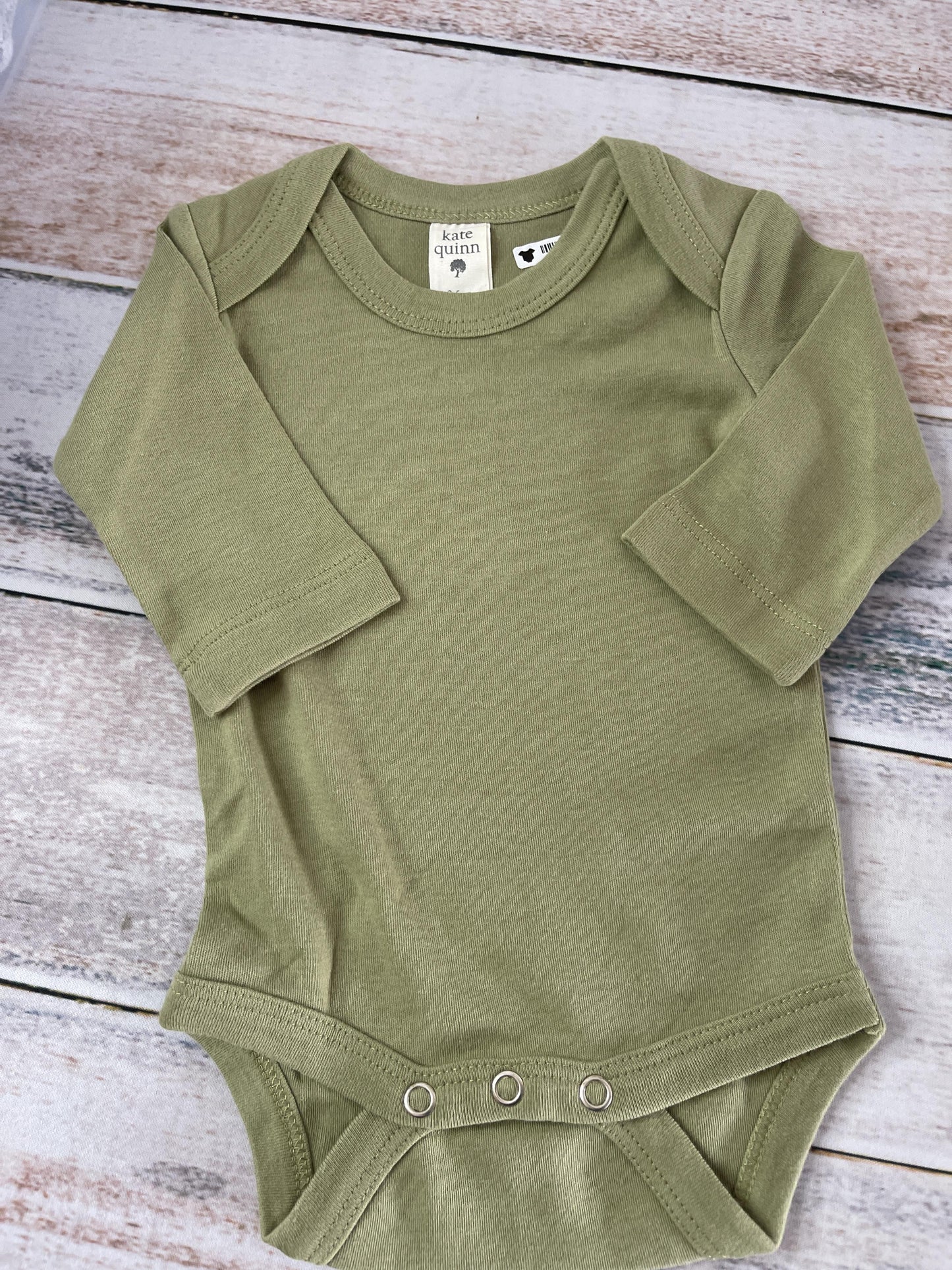 Kate Quinn Unisex Army Green Onesie Size: 3-6 months Army Green