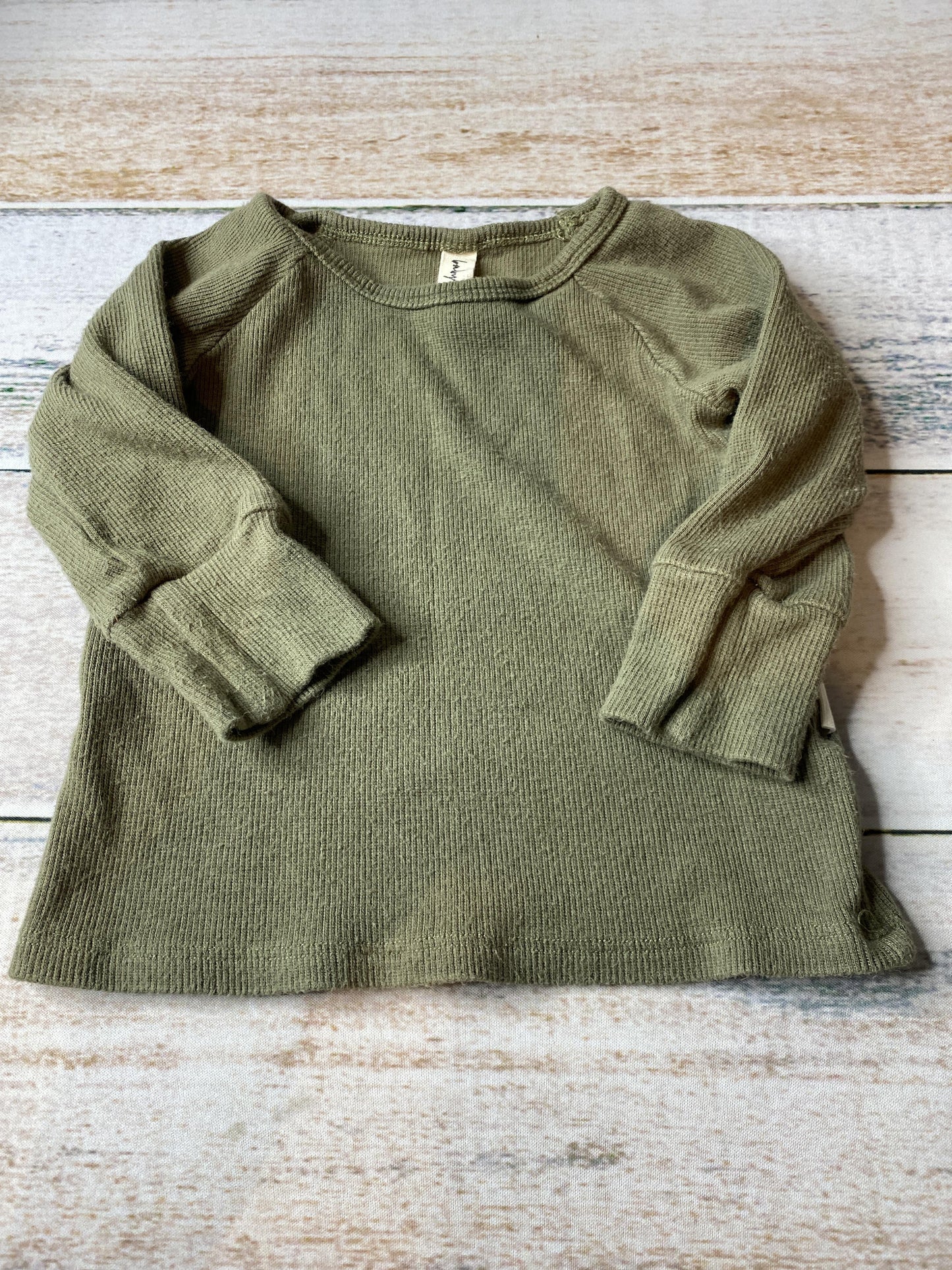 BabySprouts co Boys Army Green Long Sleeve Shirt Size: 6-12 months Army Green