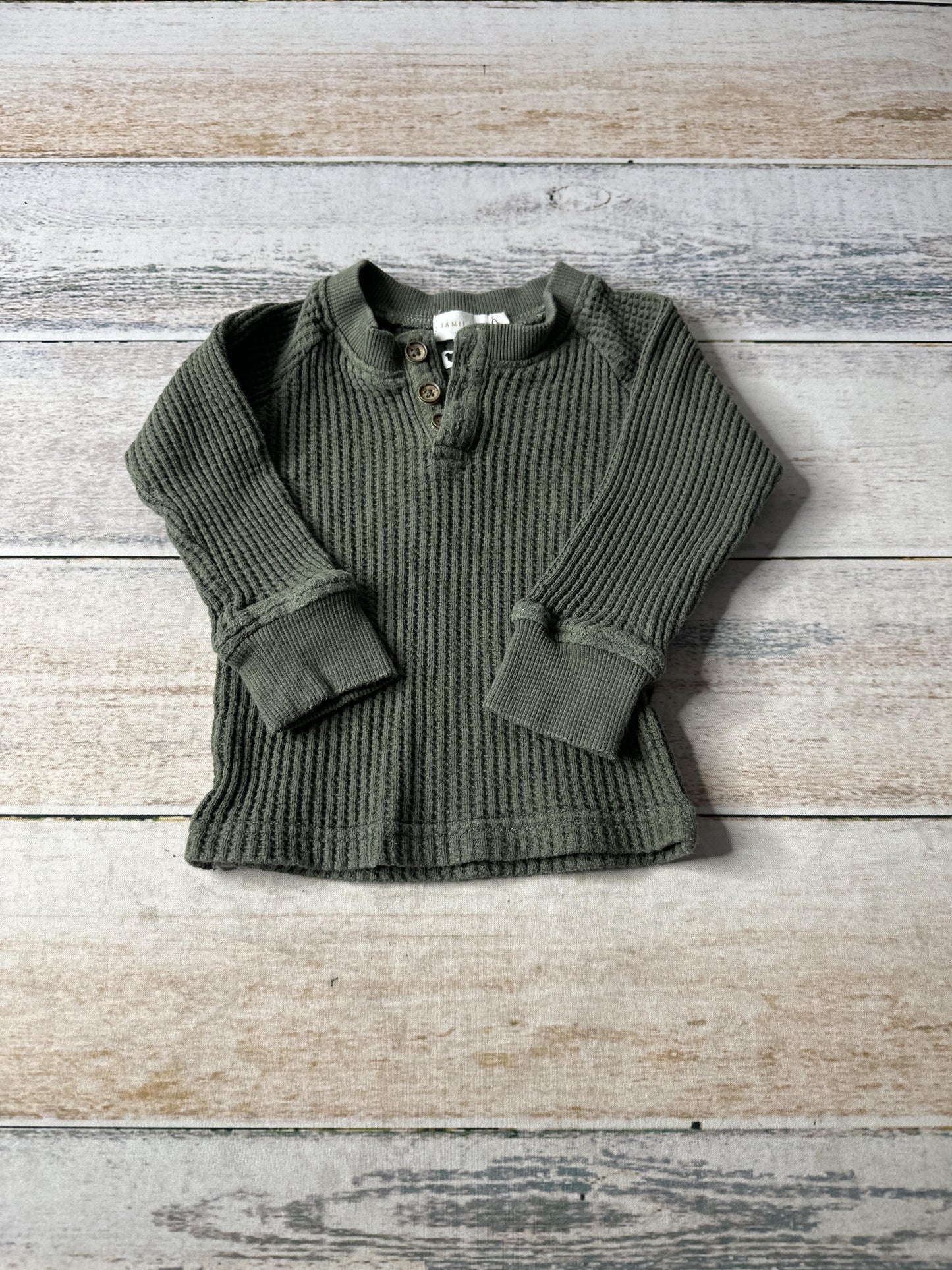 Jamie Kay Boys Army Green Long Sleeve Shirt Size: 12 months Army Green
