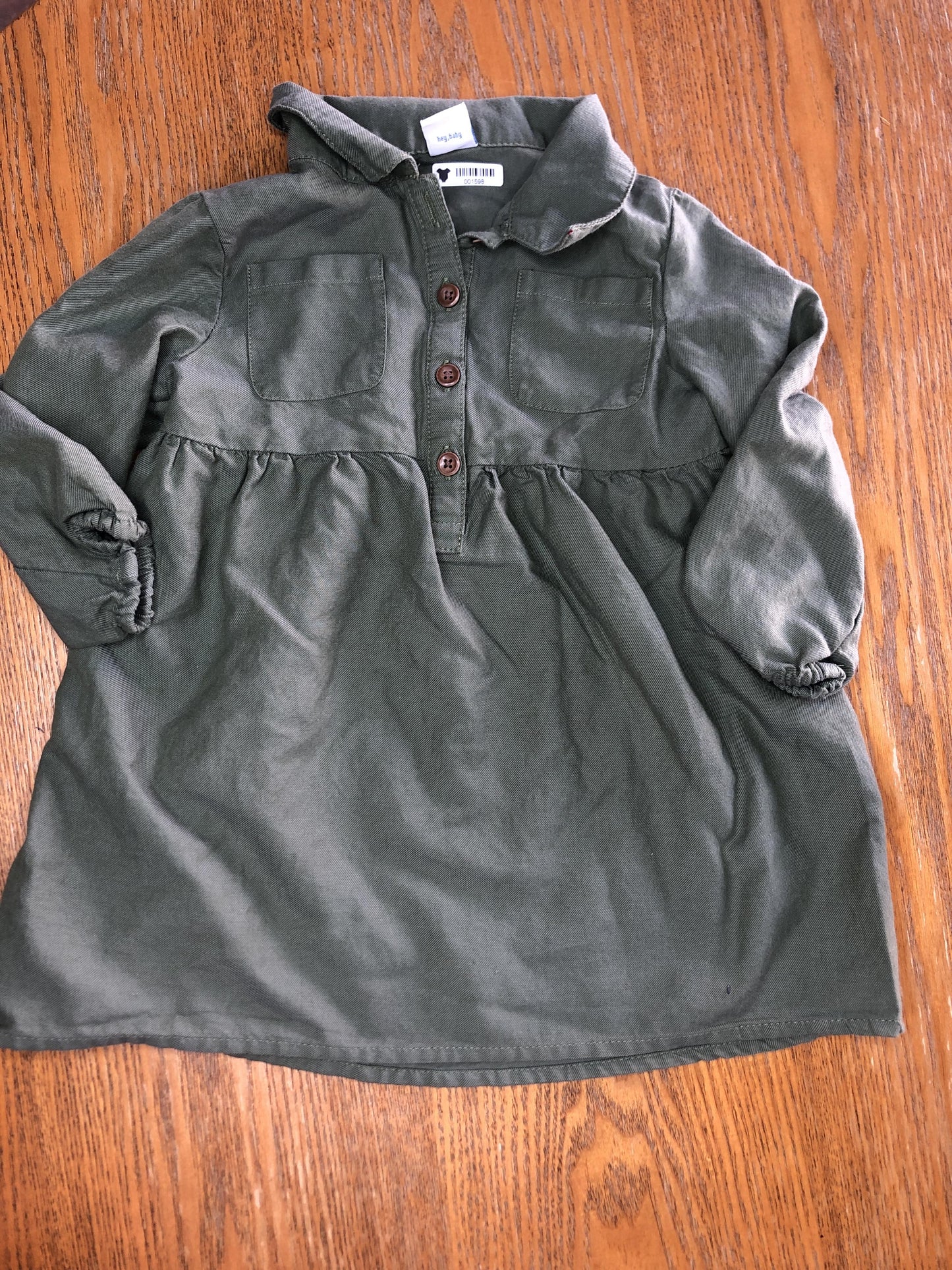 Old Navy Girls Army Green Long Sleeve T-Shirt Size: 18-24 months Army Green