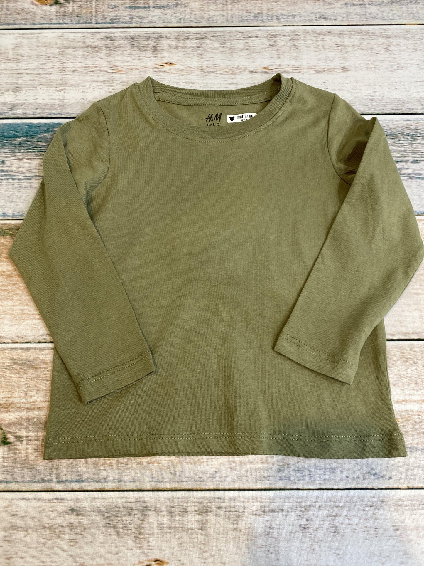 H&M Unisex Army Green Long Sleeve T-Shirt Size: 2T Army Green
