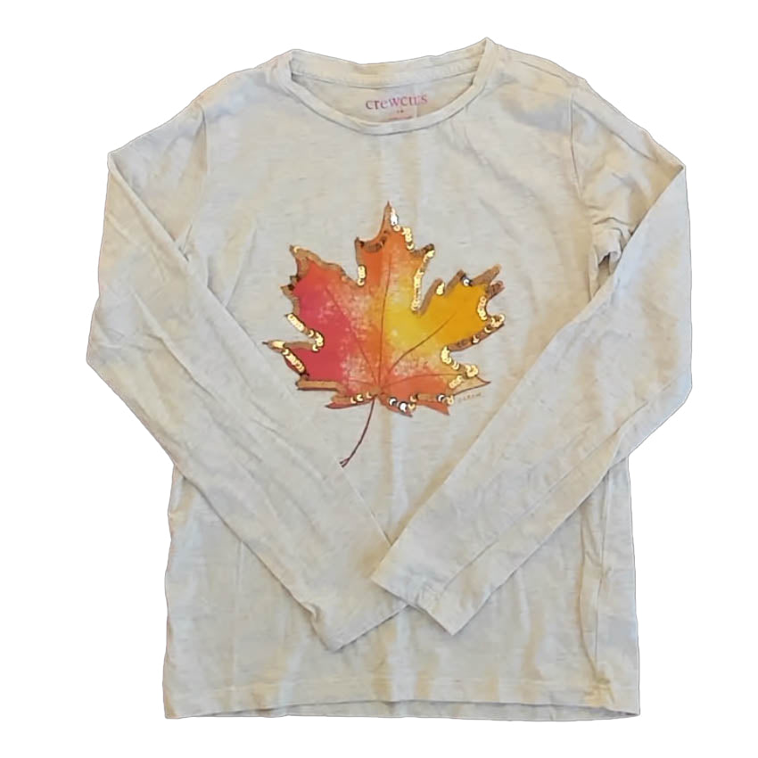 Crewcuts Girls Beige Leaf Long Sleeve T-Shirt Size: 8-9 Years Beige Leaf