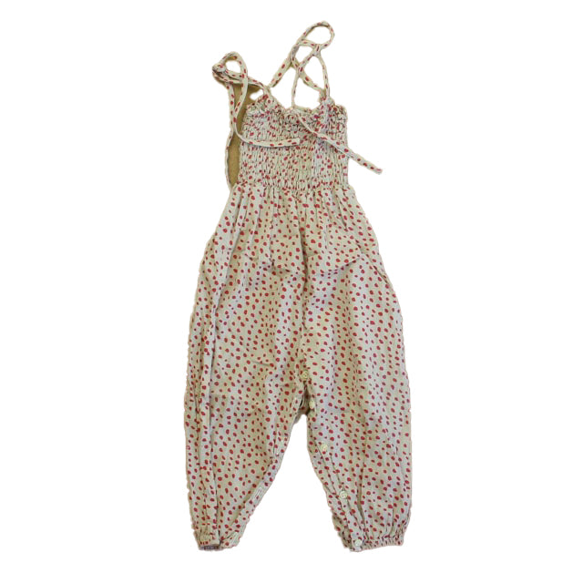 Amelia Girls Beige | Pink Romper Size: 12-18 Months Beige | Pink