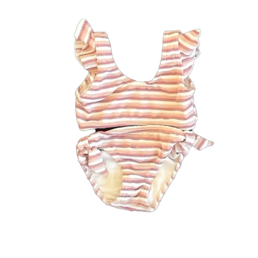 Rylee + Cru Girls Beige Stripe 2-piece Swimsuit Size: 4-5T Beige Stripe