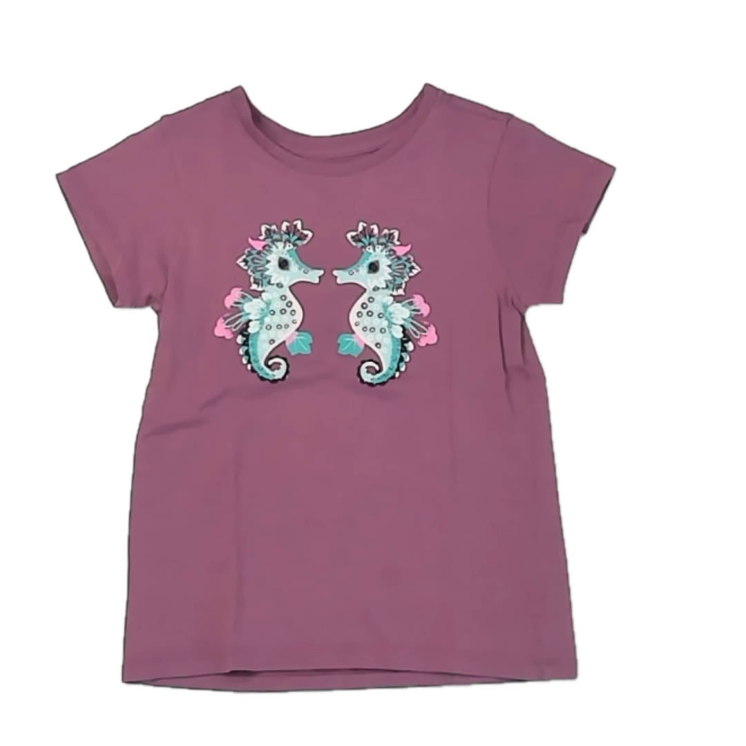 Tea Collection Girls Berry Seahorse T-Shirt Size: 4T Berry Seahorse