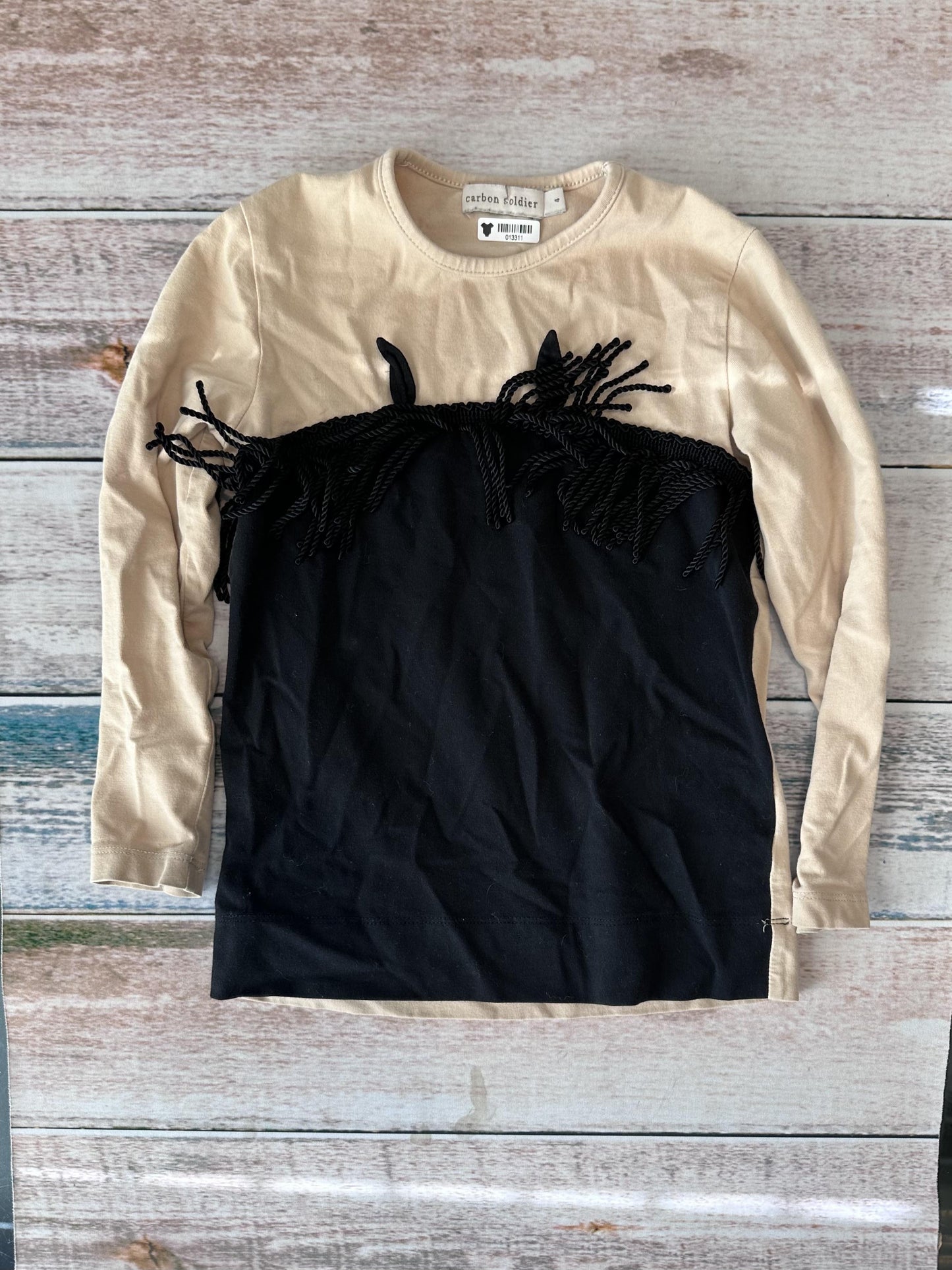 Carbon Soldier Girls Black | Beige Long Sleeve Shirt Size: 4T Black | Beige
