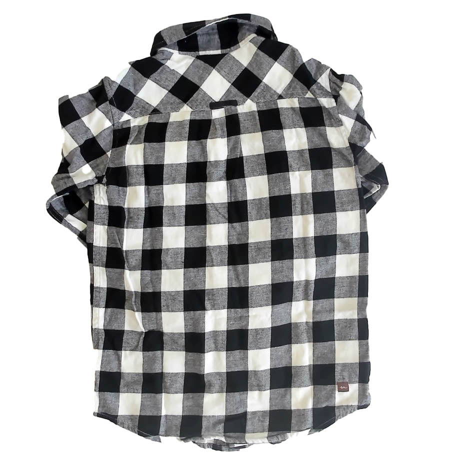 Tea Collection Boys Black Check Button Down Long Sleeve Size: 12 Years Black Check
