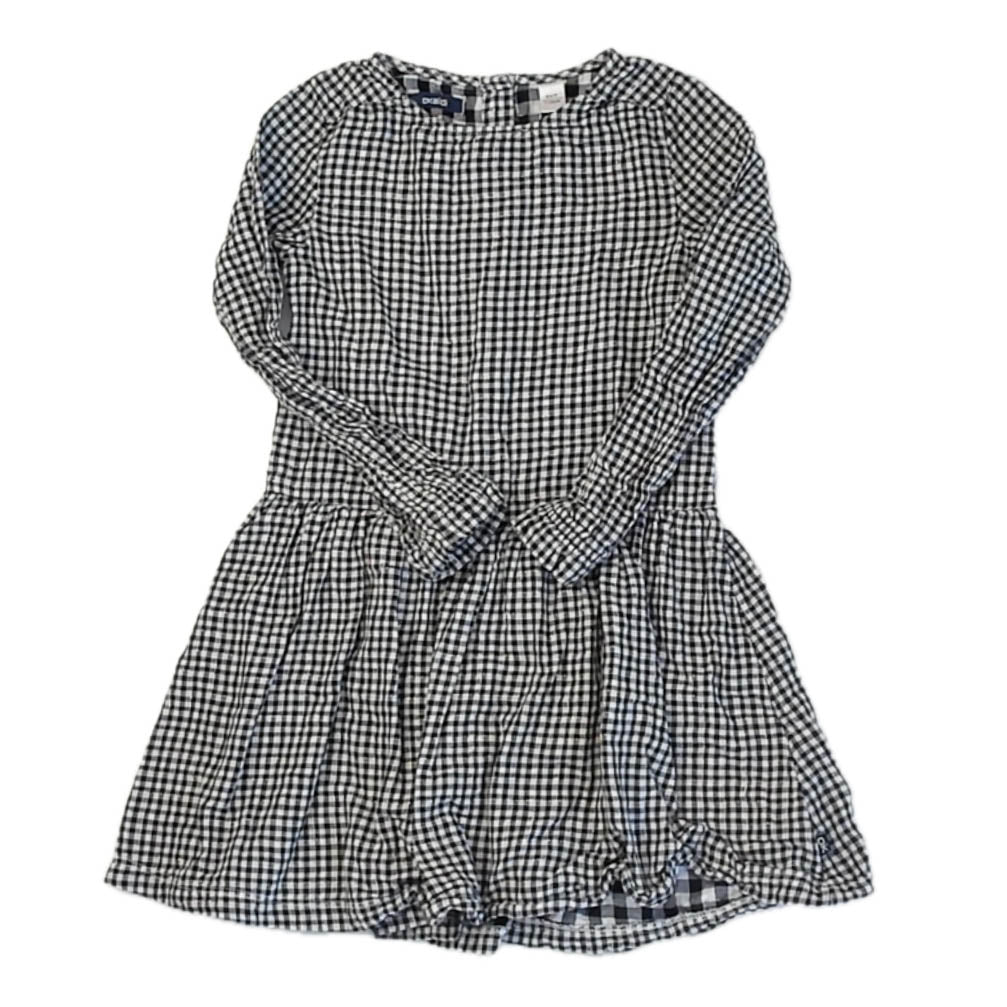 Okaidi Girls Black Check Dress Size: 6 Years Black Check