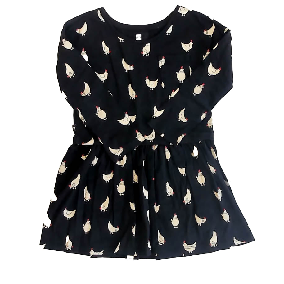Tea Collection Girls Black Chickens Dress Size: 6 Years Black Chickens