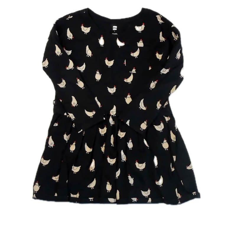 Tea Collection Girls Black Chickens Dress Size: 7 Years Black Chickens
