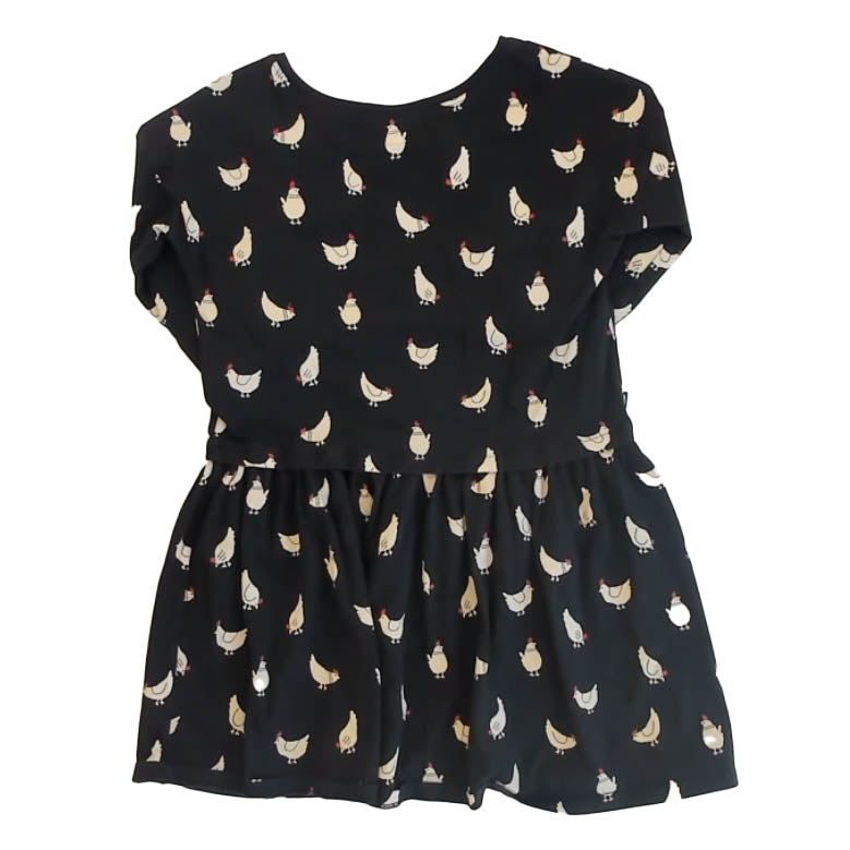 Tea Collection Girls Black Chickens Dress Size: 10 Years Black Chickens