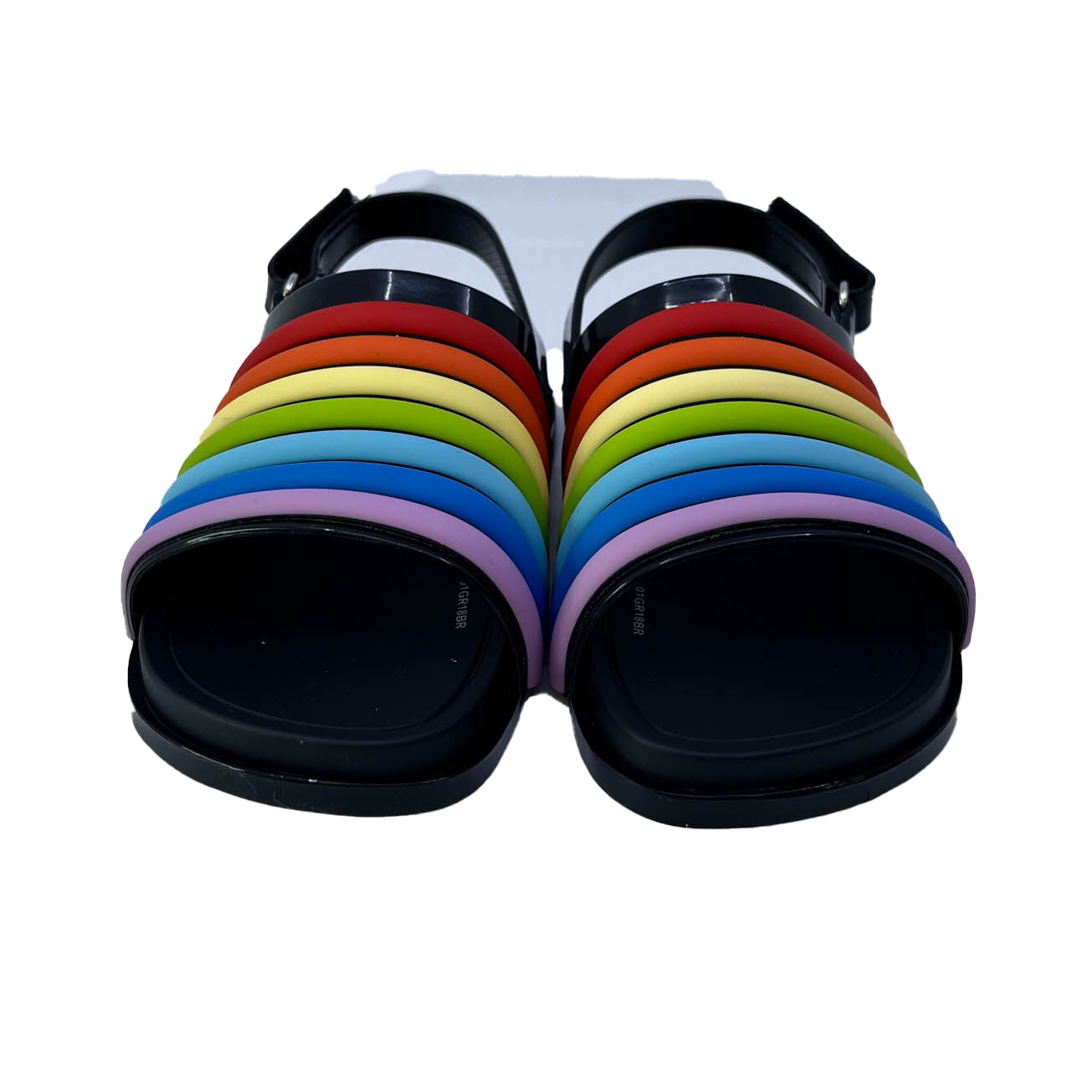 Mini Melissa Girls Black Colorful Sandals Size: 7 Toddler Black Colorful