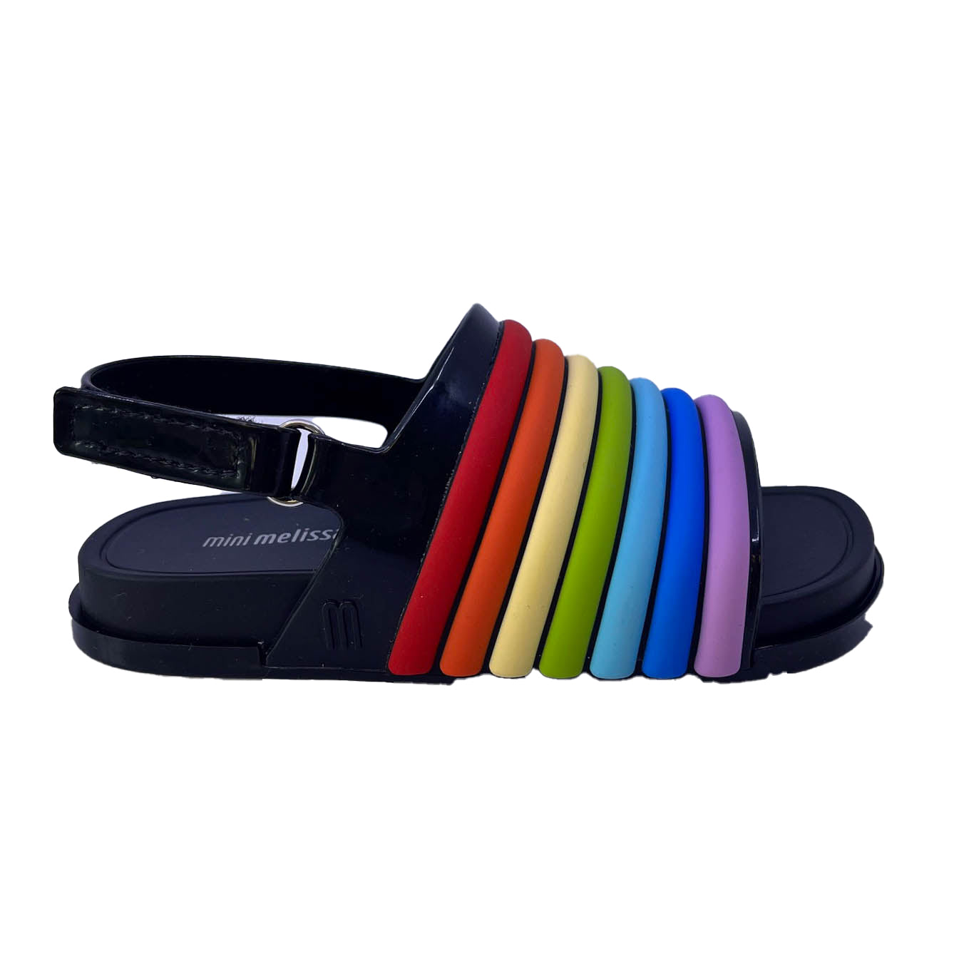 Mini Melissa Girls Black Colorful Sandals Size: 7 Toddler Black Colorful