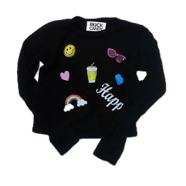 Rock Candy Girls Black Emoji Long Sleeve T-Shirt Size: 4T Black Emoji